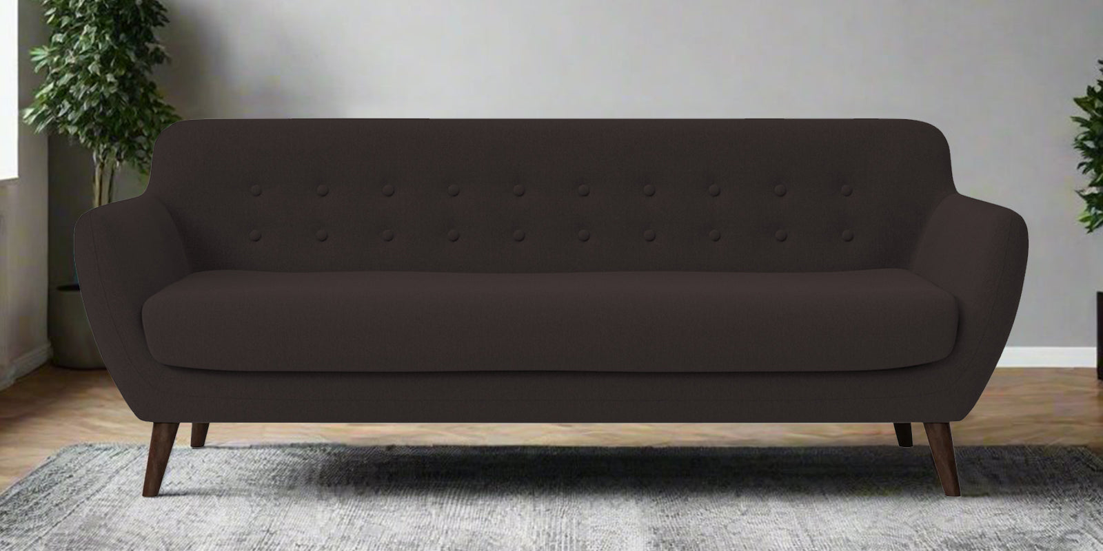 Goofy Fabric 3 Seater Sofa In Pebble Brown Colour - Febonic Living