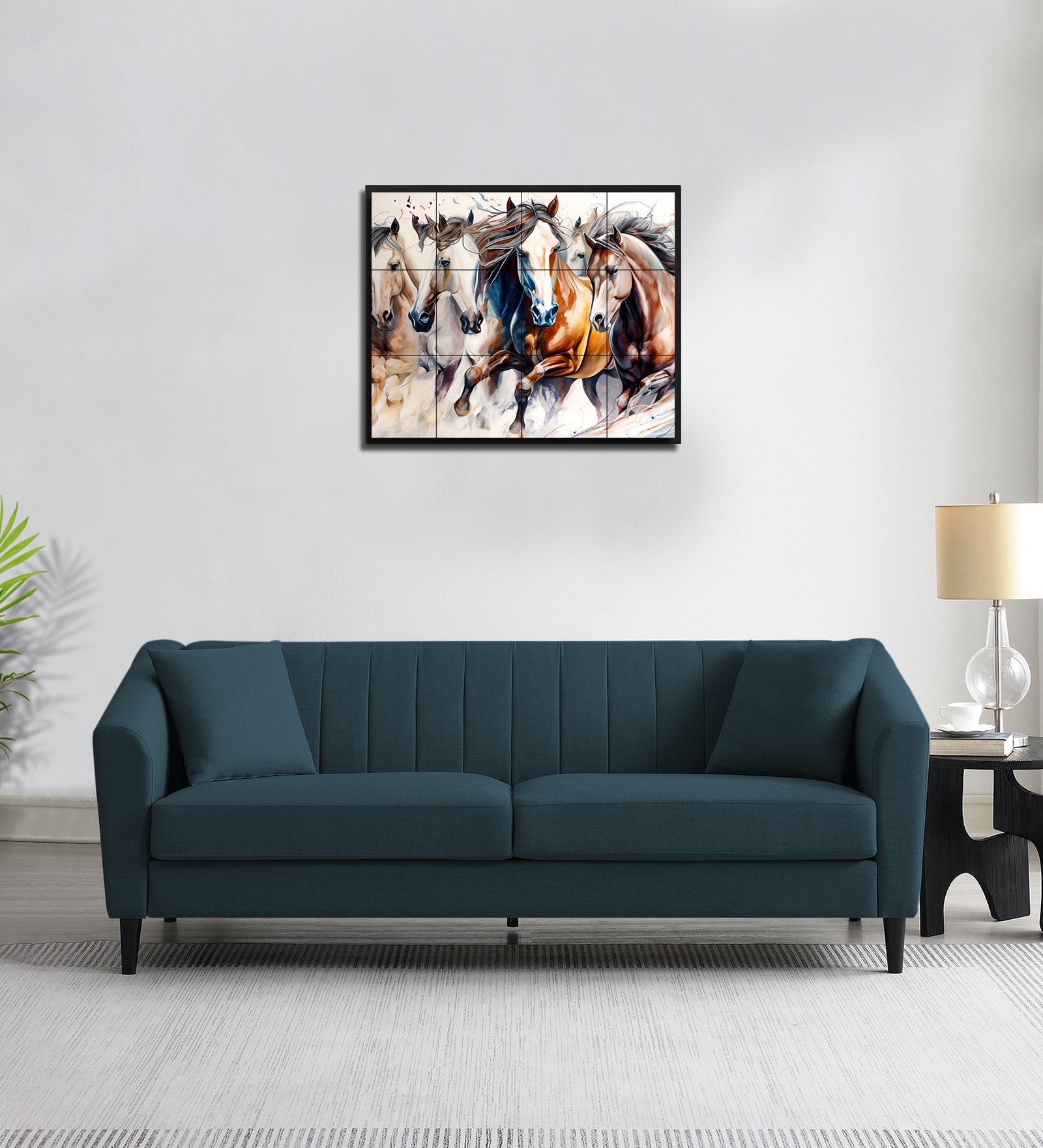 Polon Fabric 3 Seater Sofa In Cool Blue Colour - Febonic Living