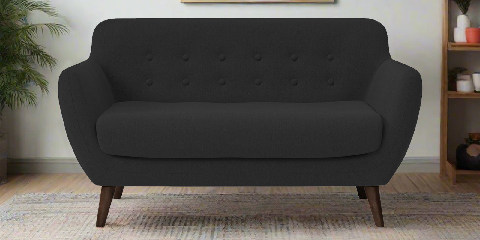 Goofy Fabric 2 Seater Sofa In Bitter Black Colour - Febonic Living