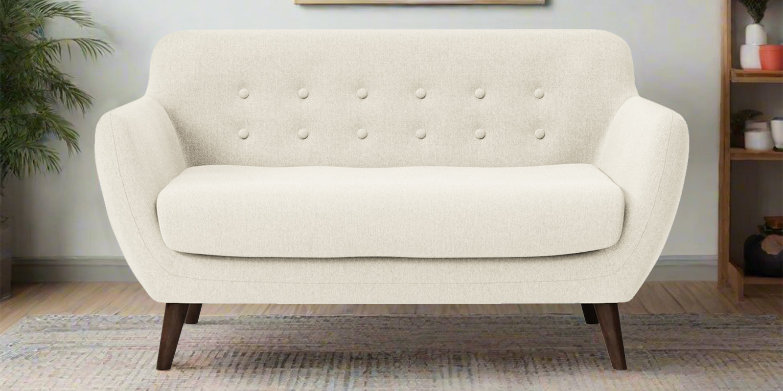 Goofy Fabric 2 Seater Sofa In Ivory Cream Colour - Febonic Living