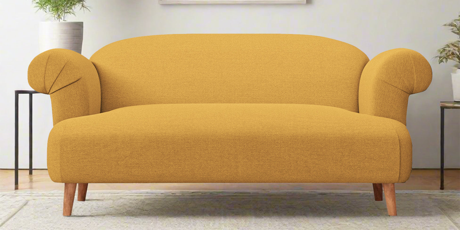 Barber Fabric 2 Seater Sofa In Corn Yellow Colour - Febonic Living