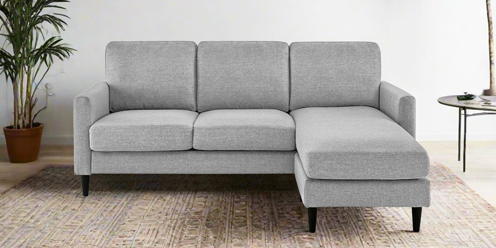 Romie Fabric LHS Sectional Sofa (2+Lounger) In Lit Grey Colour - Febonic Living