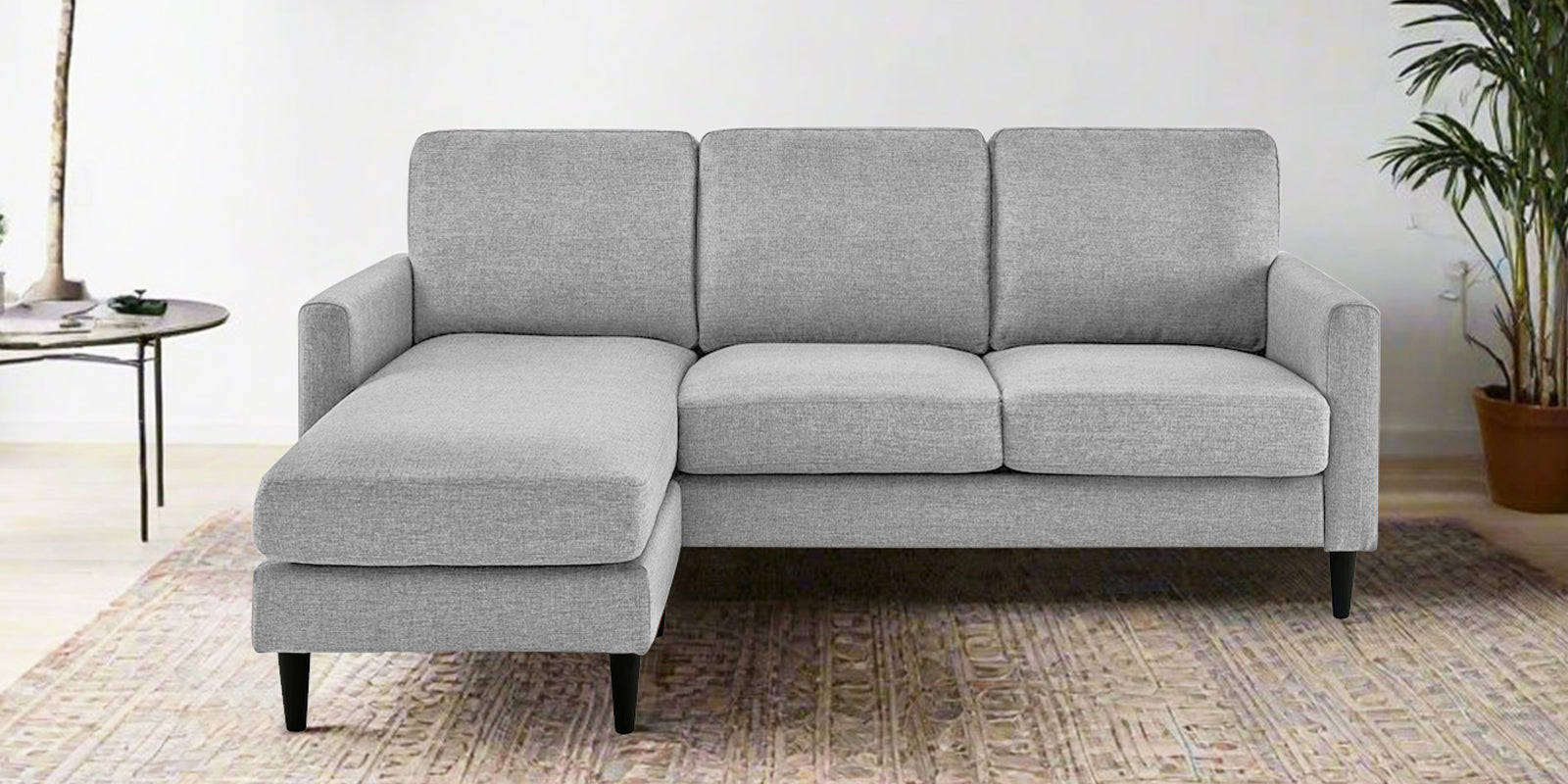 Romie Fabric RHS Sectional Sofa (2+Lounger) In Lit Grey Colour - Febonic Living