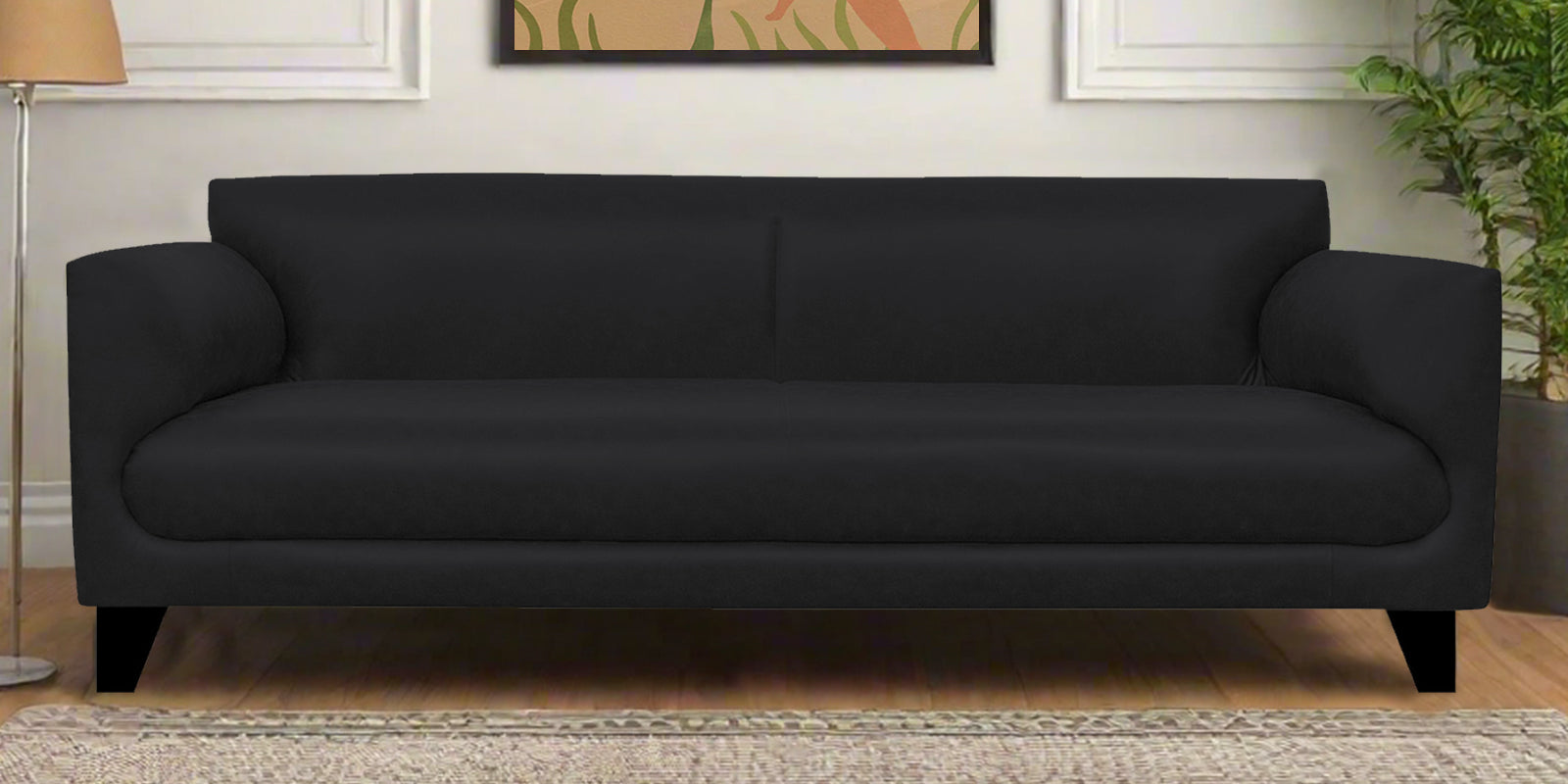 Convi Leatherette 3 Seater Sofa In Light Black Colour - Febonic Living