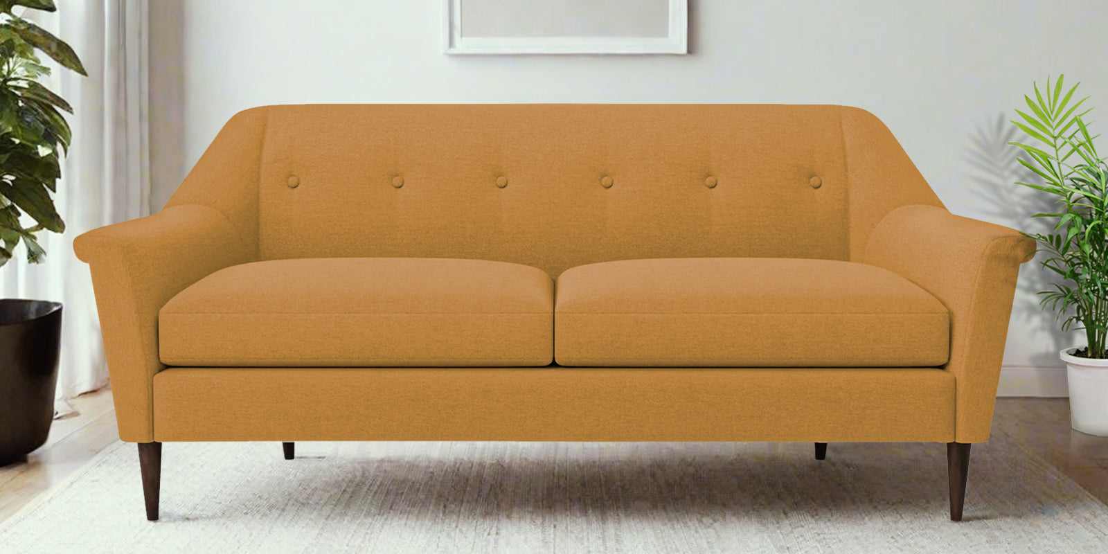 Homer Fabric 3 Seater Sofa In Corn Yellow Colour - Febonic Living