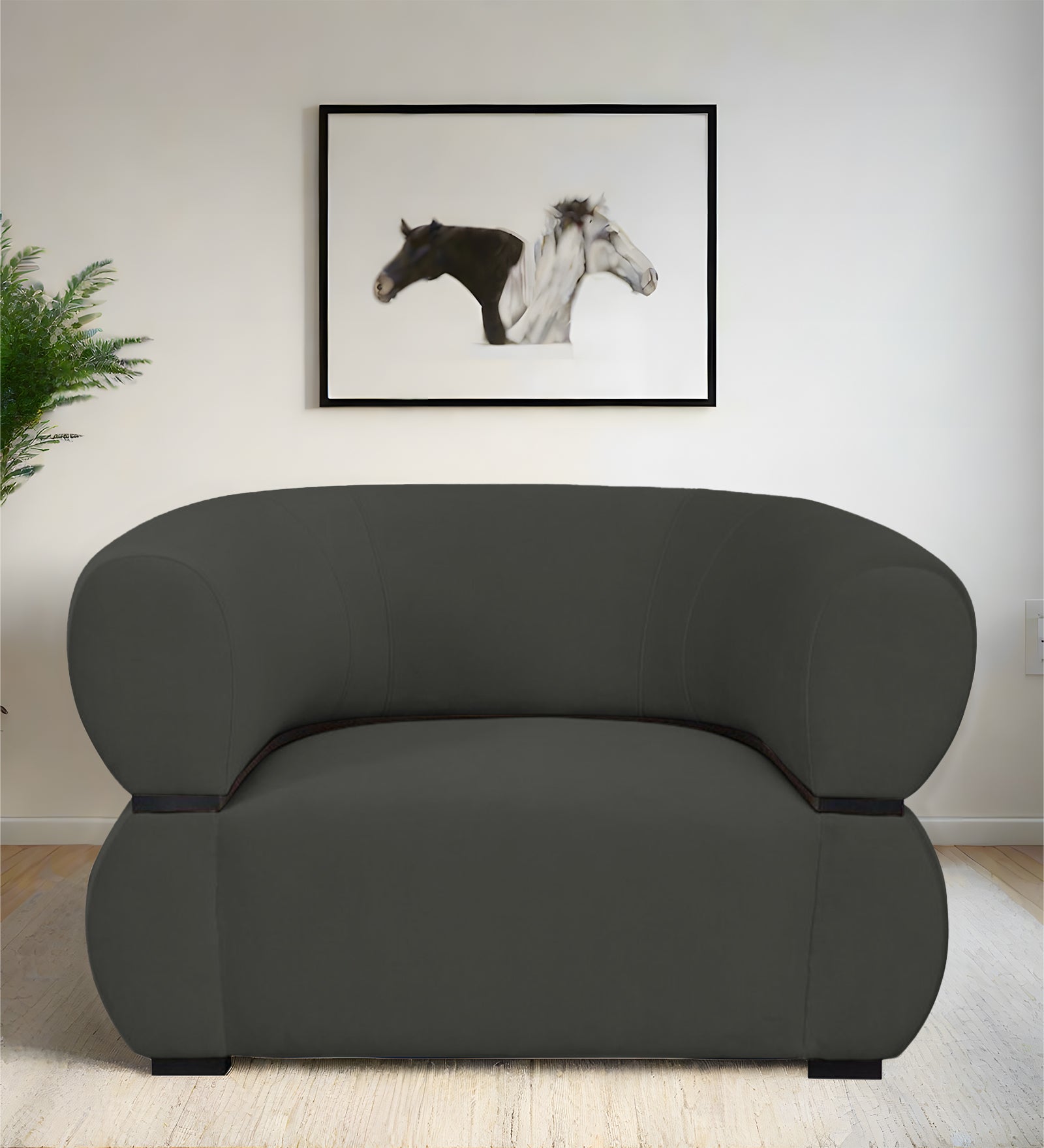 Kula Velvet 1 Seater Sofa In Hory Grey Colour - Febonic Living