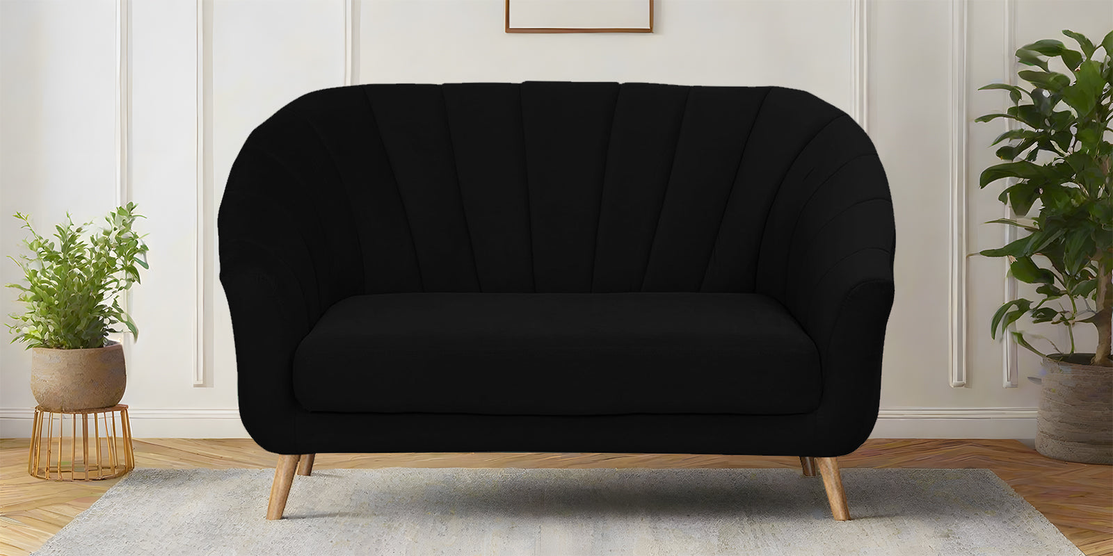 Kaylee Velvet 2 Seater Sofa In Adam Black Colour - Febonic Living