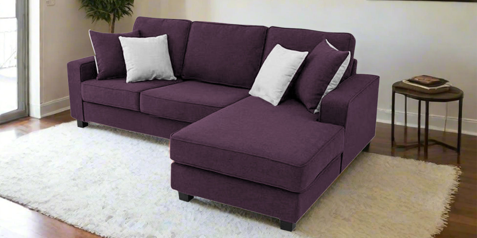 Ladybug Fabric LHS Sectional Sofa (2+Lounger) In Greek Purple Colour - Febonic Living