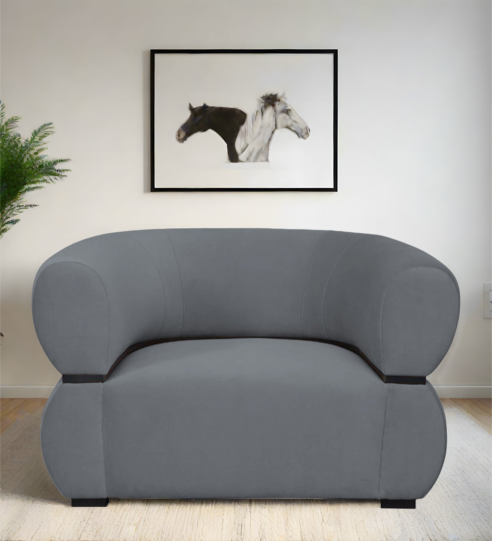 Kula Velvet 1 Seater Sofa In Pubble Grey Colour - Febonic Living