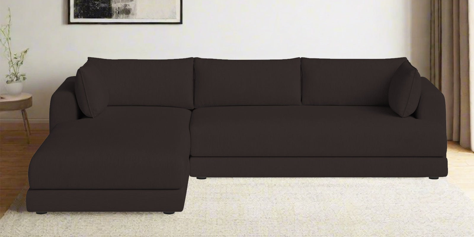 Ziggy Fabric RHS Sectional Sofa (3+Lounger) In Pebble Brown Colour - Febonic Living