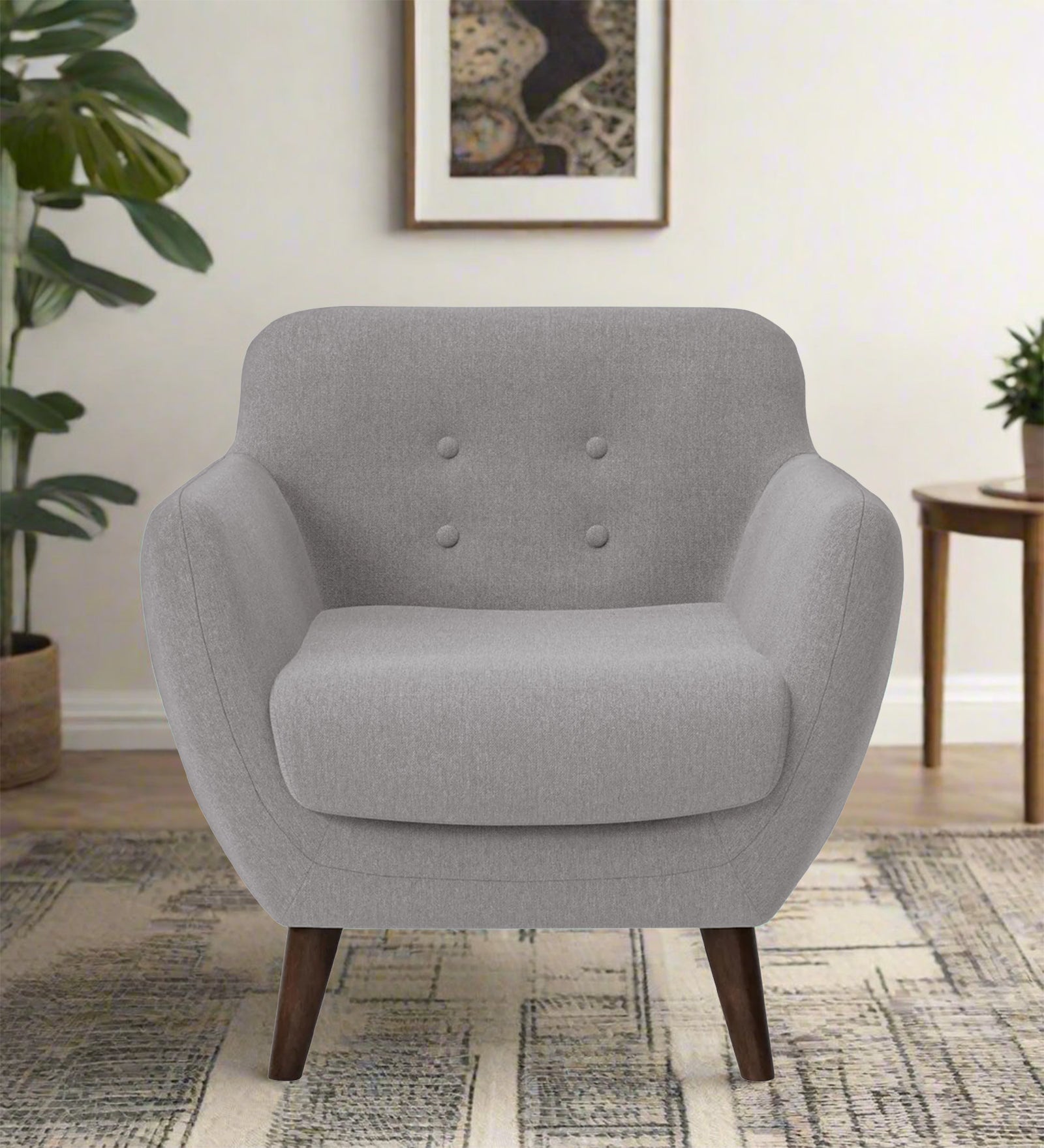 Goofy Fabric 1 Seater Sofa In Silver Grey Colour - Febonic Living