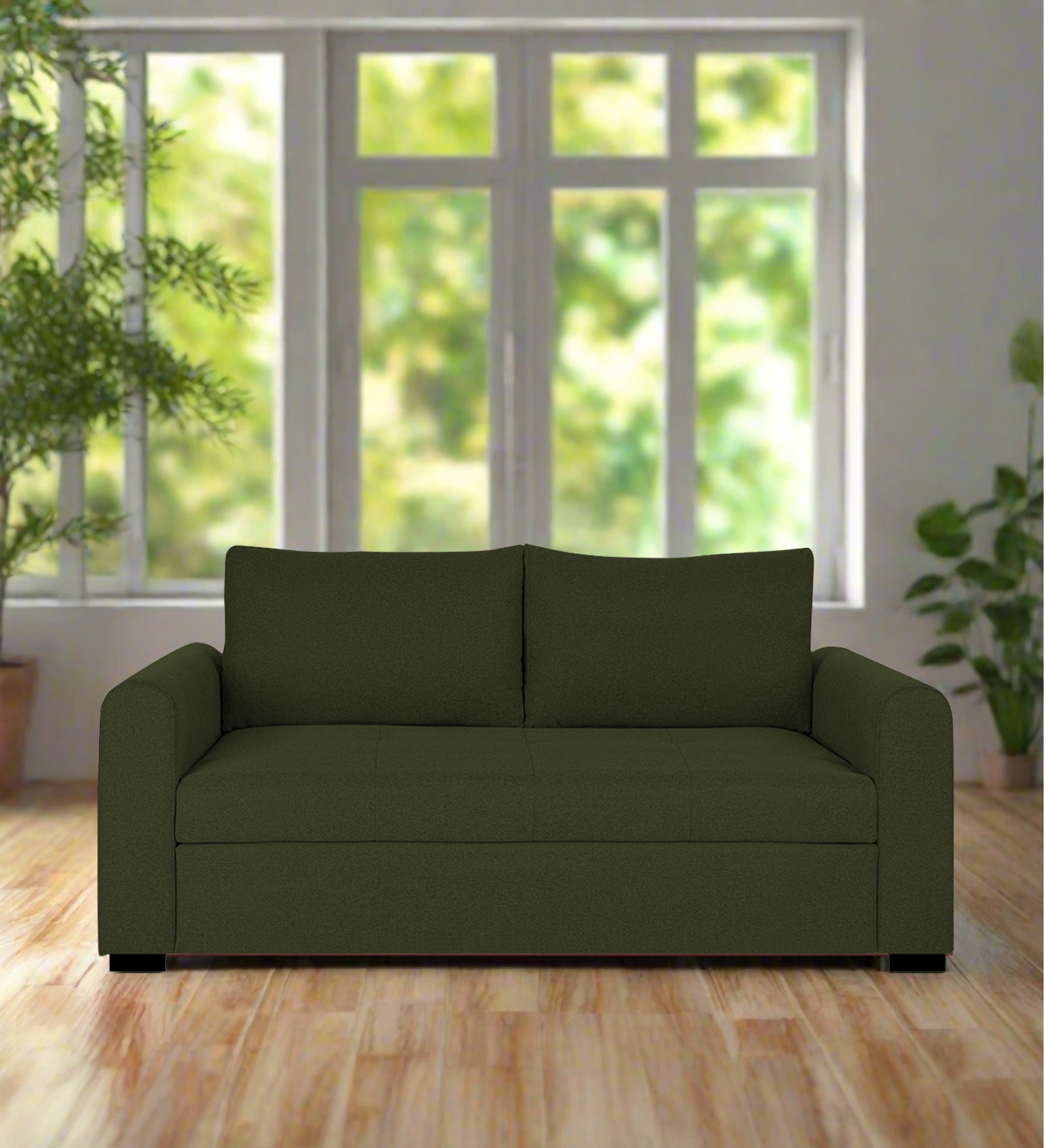 Sigma Fabric 2 Seater Sofa In Olive Green Colour - Febonic Living