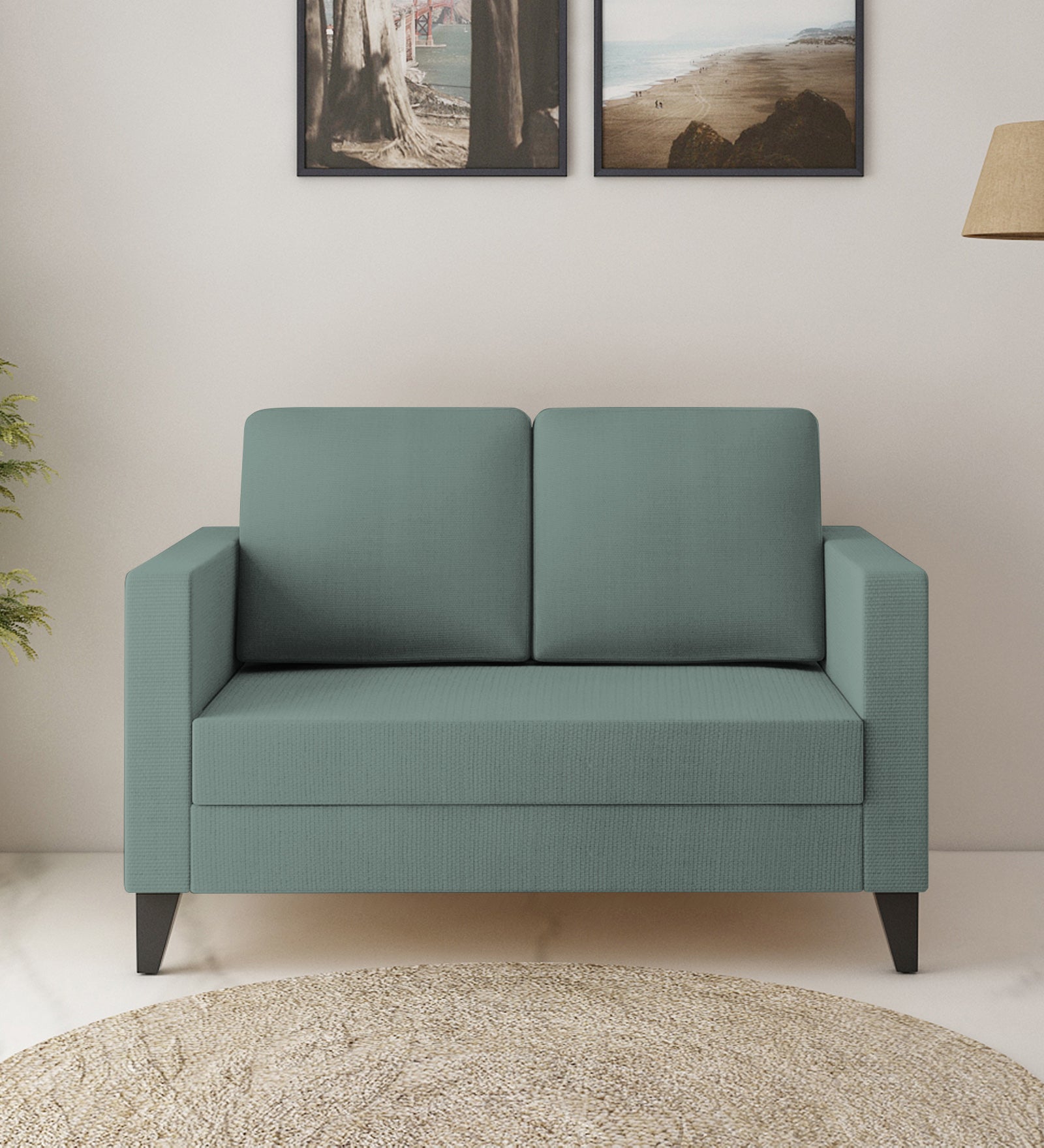 Nori Fabric 2 Seater Sofa In Suka Blue Colour - Febonic Living