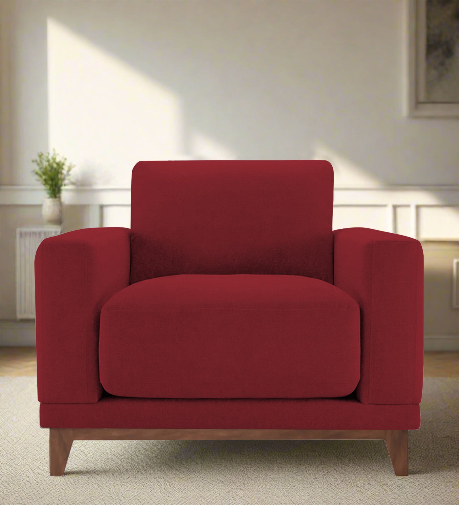 Esha Fabric 1 Seater Sofa In Chilli Red Colour - Febonic Living
