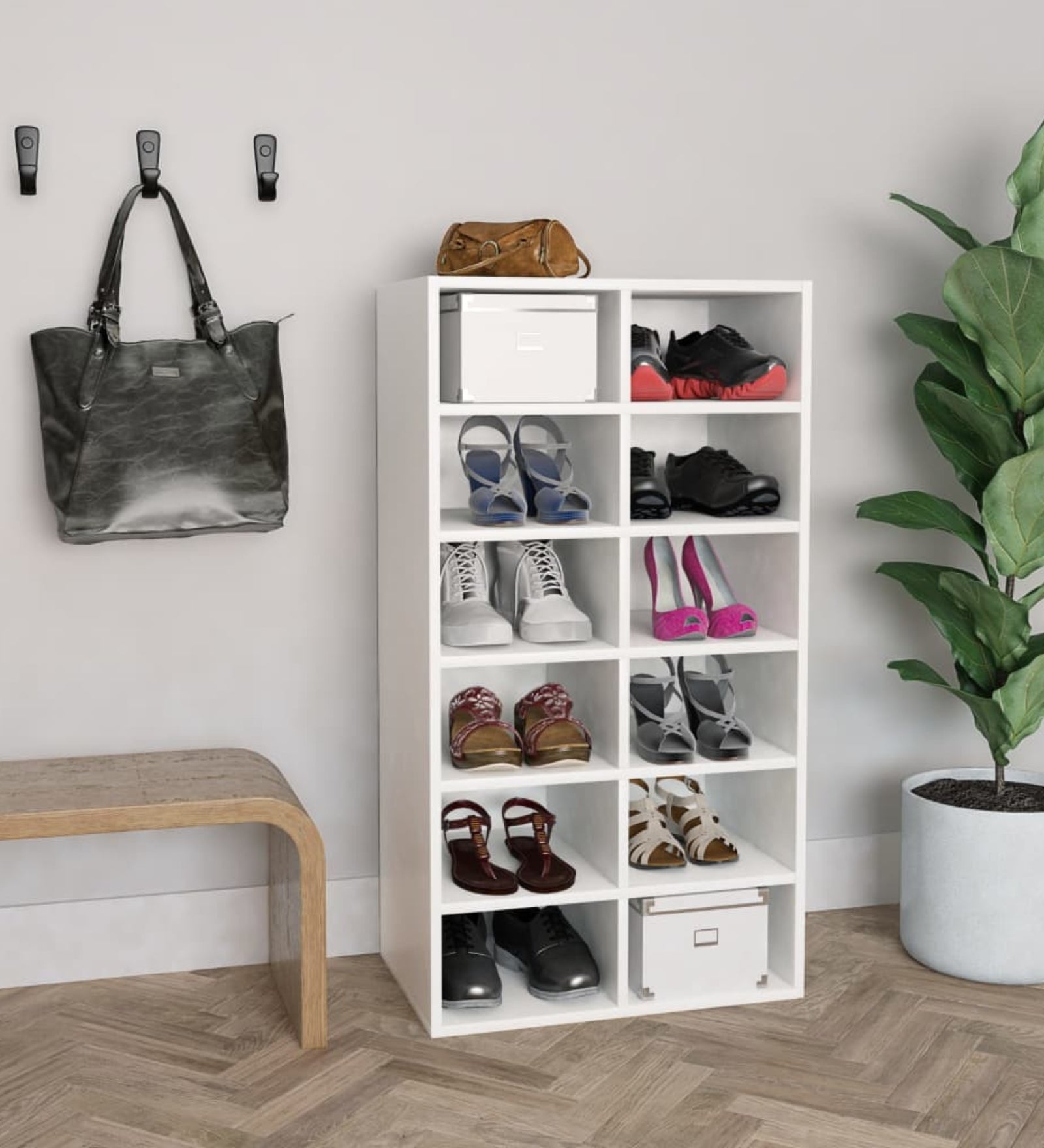 Sayir Shoe Rack In Frosty White Finish - Febonic Living