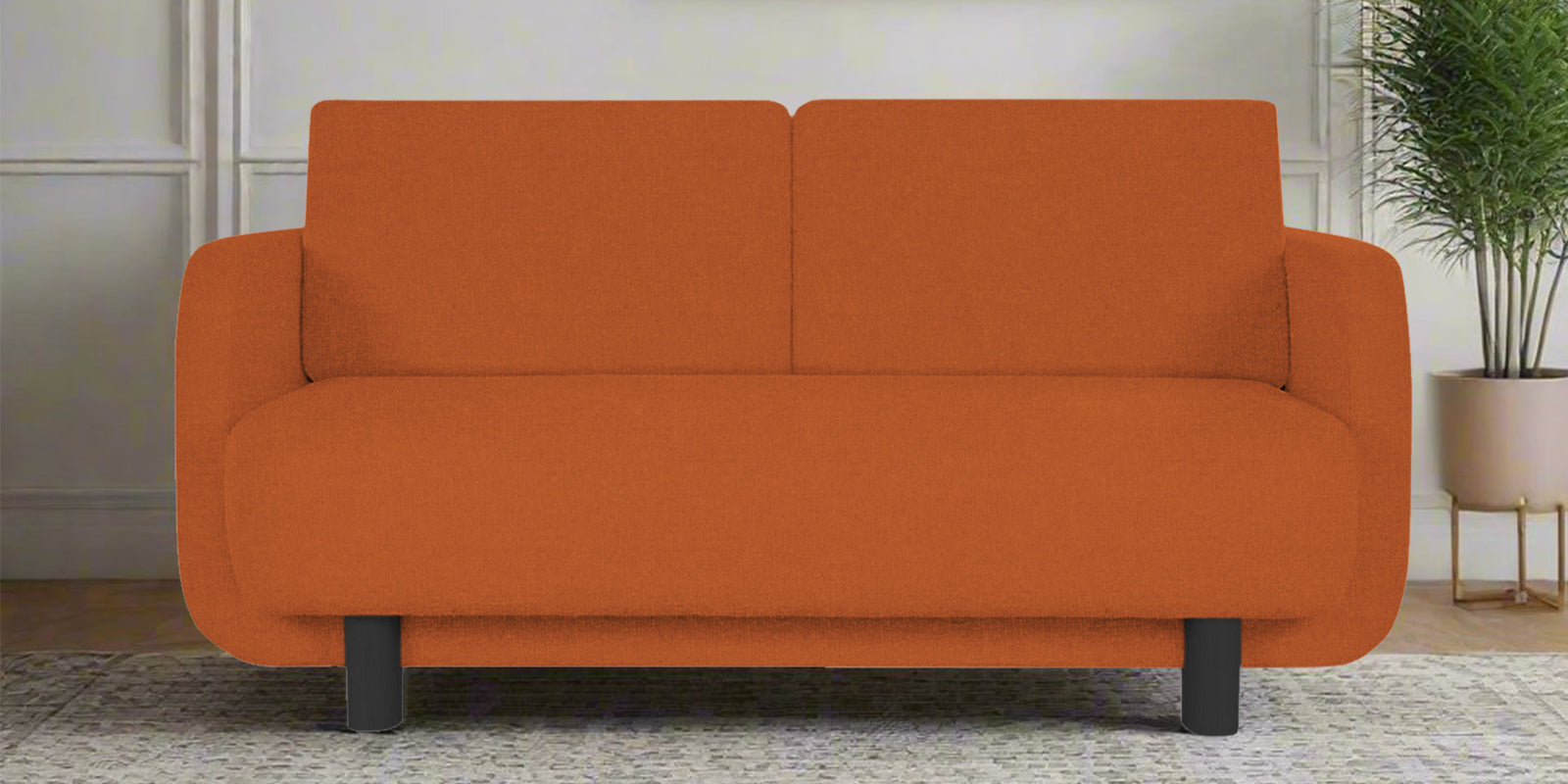 Varu Fabric 2 Seater Sofa In Vivid Orange Colour - Febonic Living