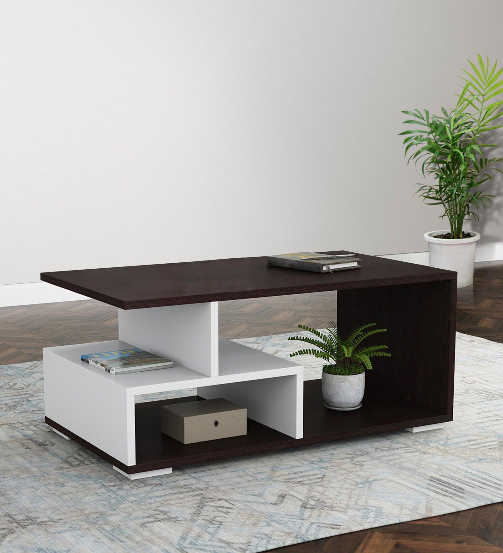 Clove Coffee Table In Dark Walnut & Frosty White Finish - Febonic Living