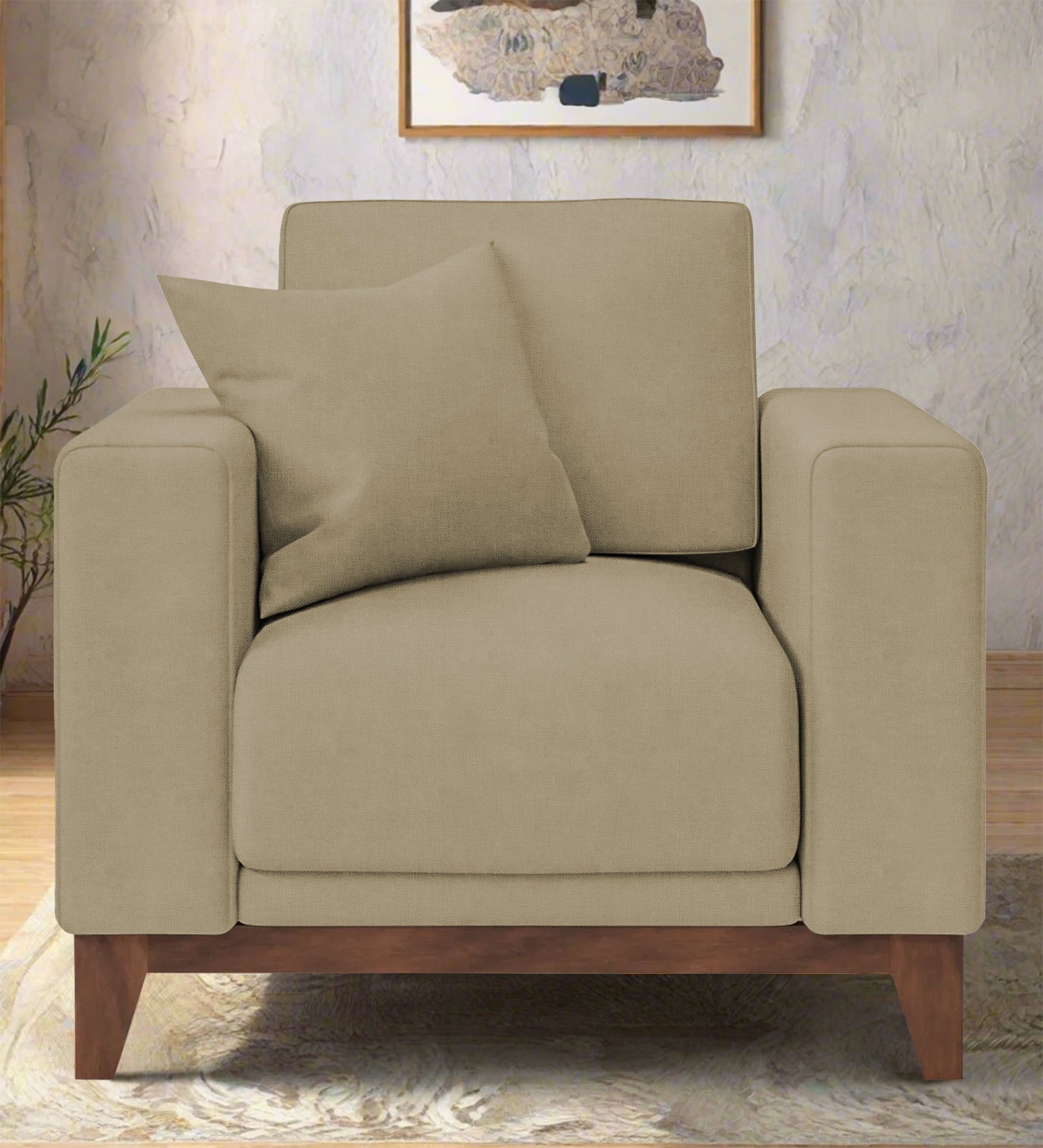 Luca Fabric 1 Seater Sofa In Honey Beige Colour - Febonic Living