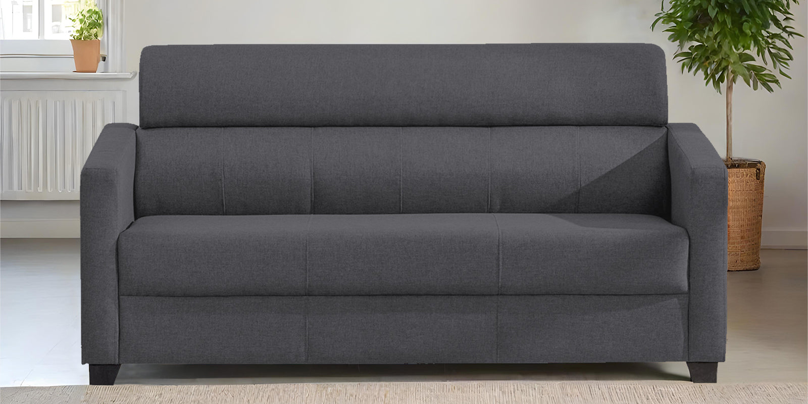 Devo Fabric 3 Seater Sofa In Maba Grey Colour - Febonic Living