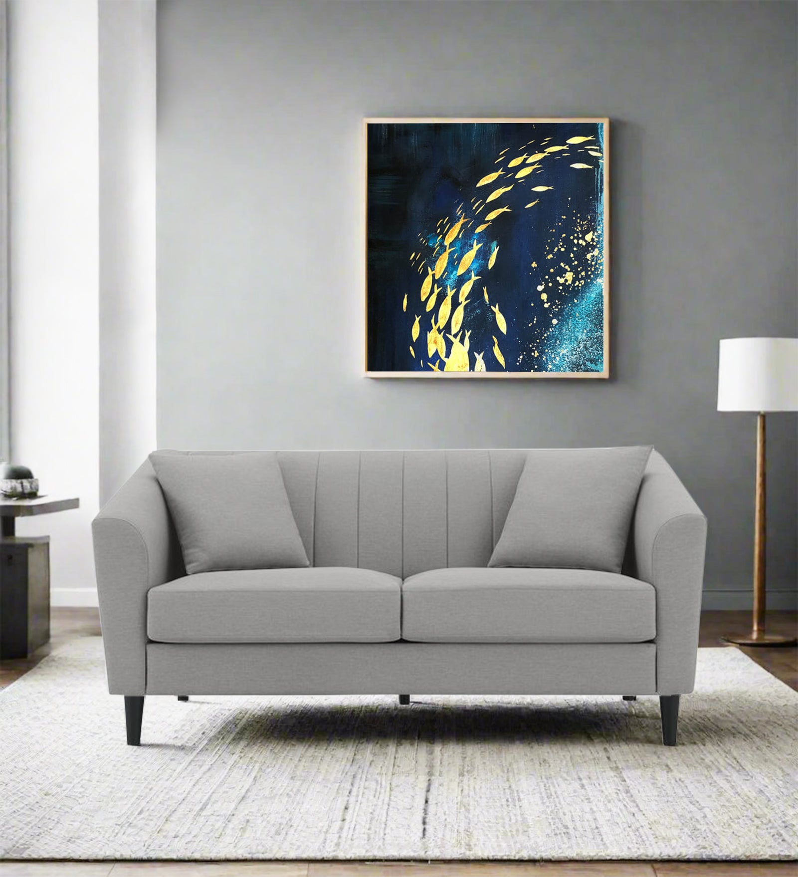 Polon Fabric 2 Seater Sofa In Silver Grey Colour - Febonic Living