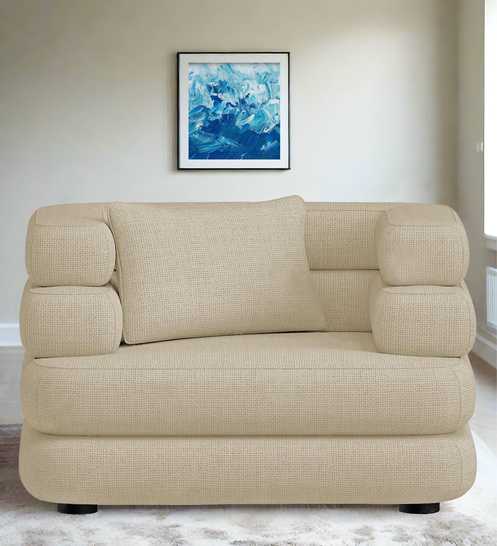 Wener Fabric 1 Seater Sofa In Honey Beige Colour - Febonic Living