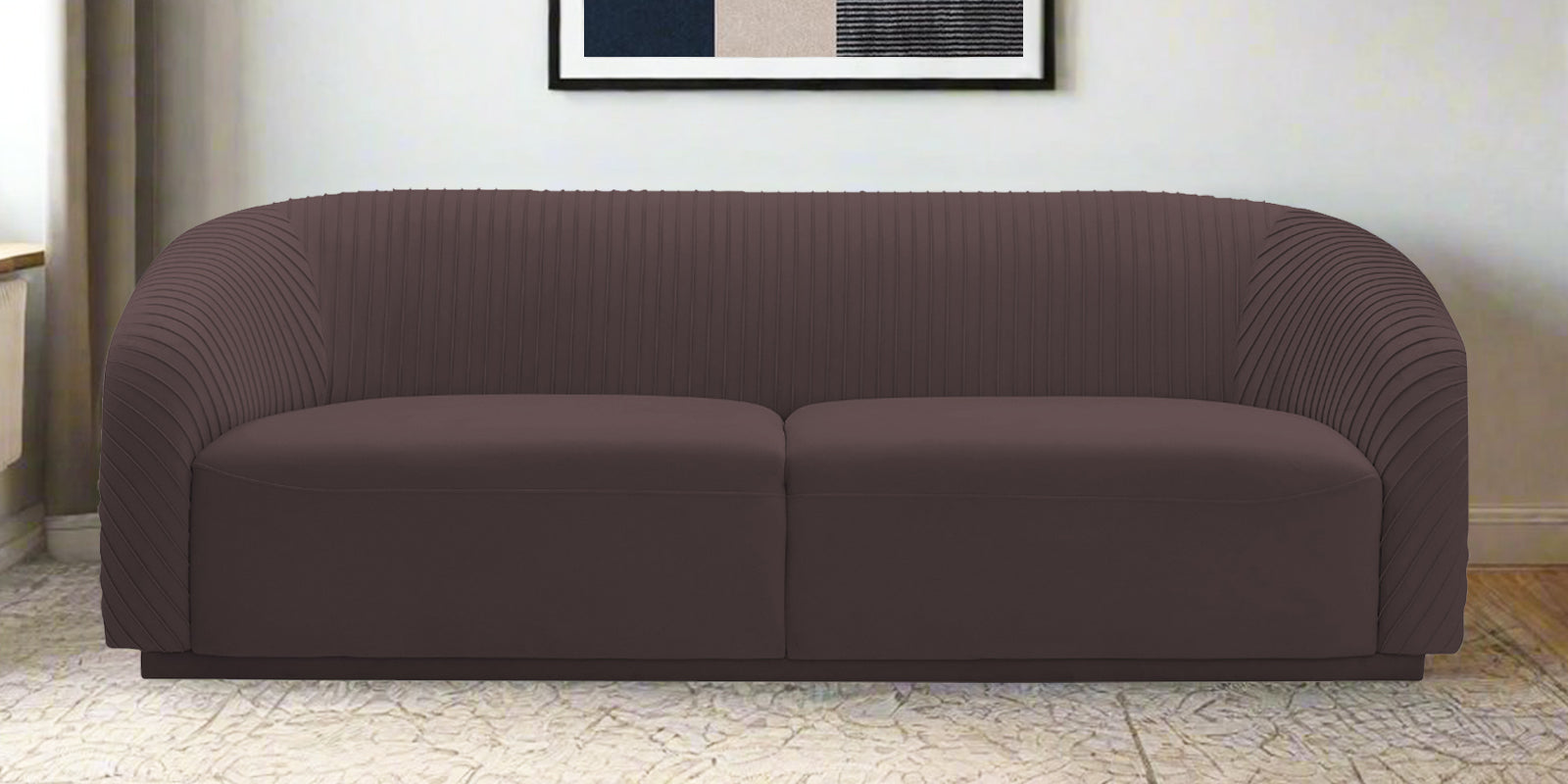 Yara Velvet Fabric 3 Seater Sofa In Mocha Brown Colour - Febonic Living