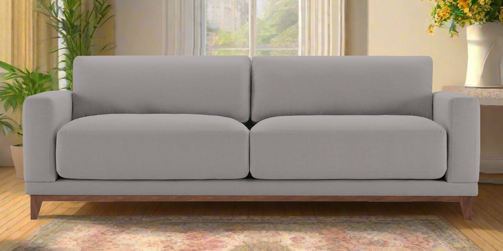 Esha Fabric 3 Seater Sofa In Silver Grey Colour - Febonic Living