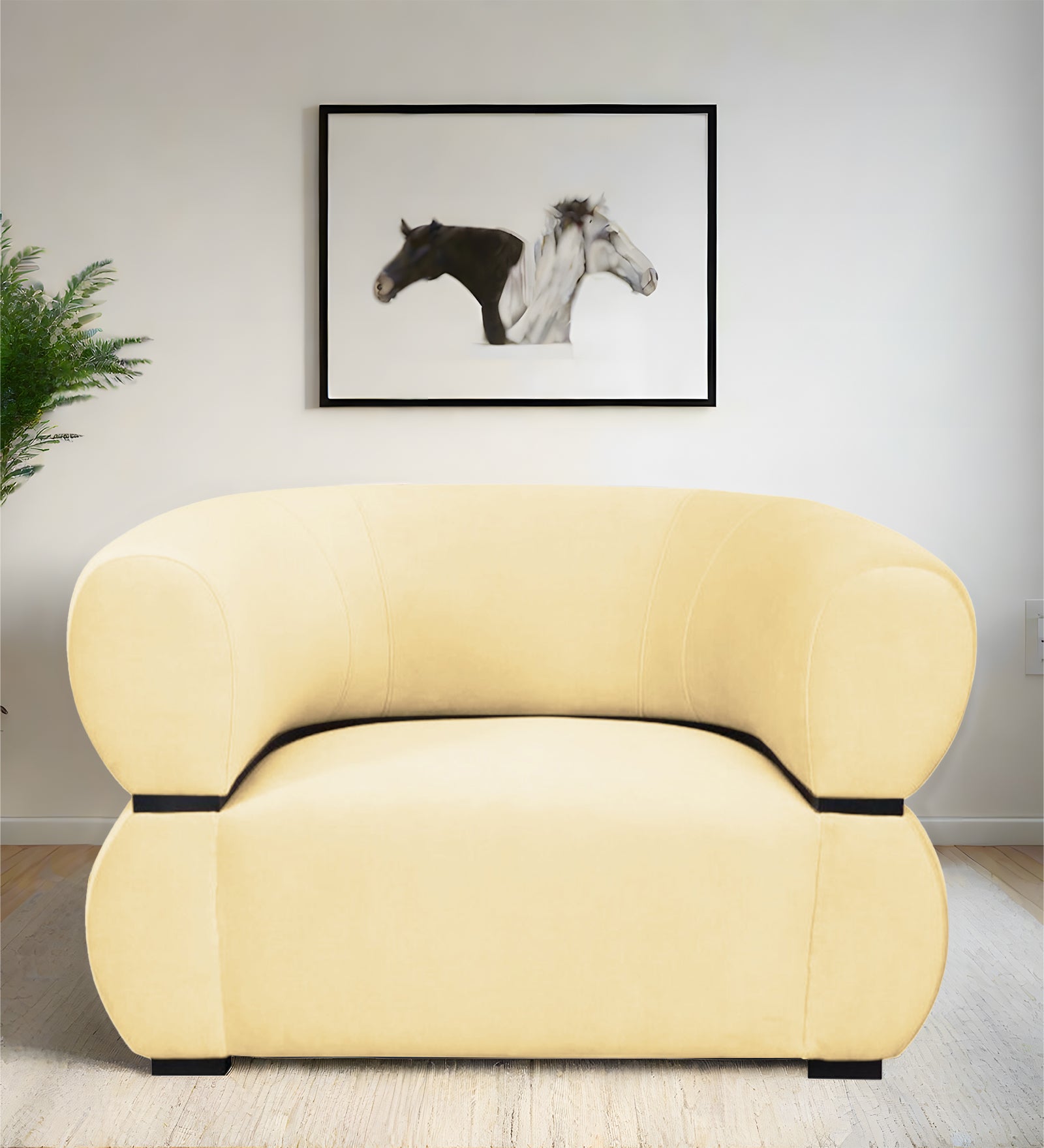 Kula Velvet 1 Seater Sofa In Sandy Beige Colour - Febonic Living