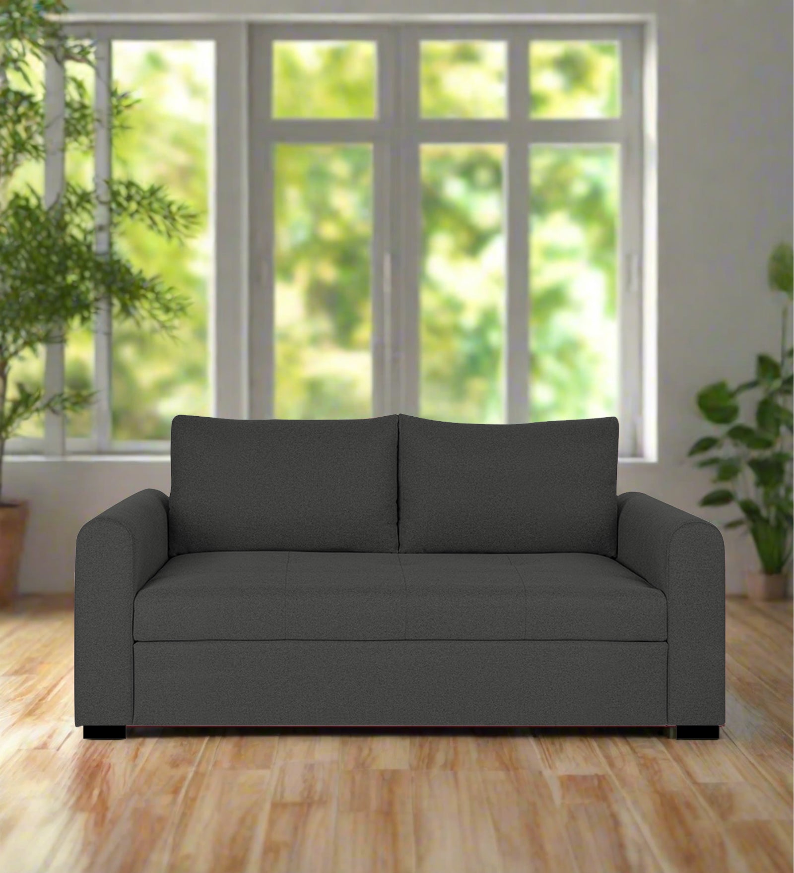 Sigma Fabric 2 Seater Sofa In Charcoal Grey Colour - Febonic Living