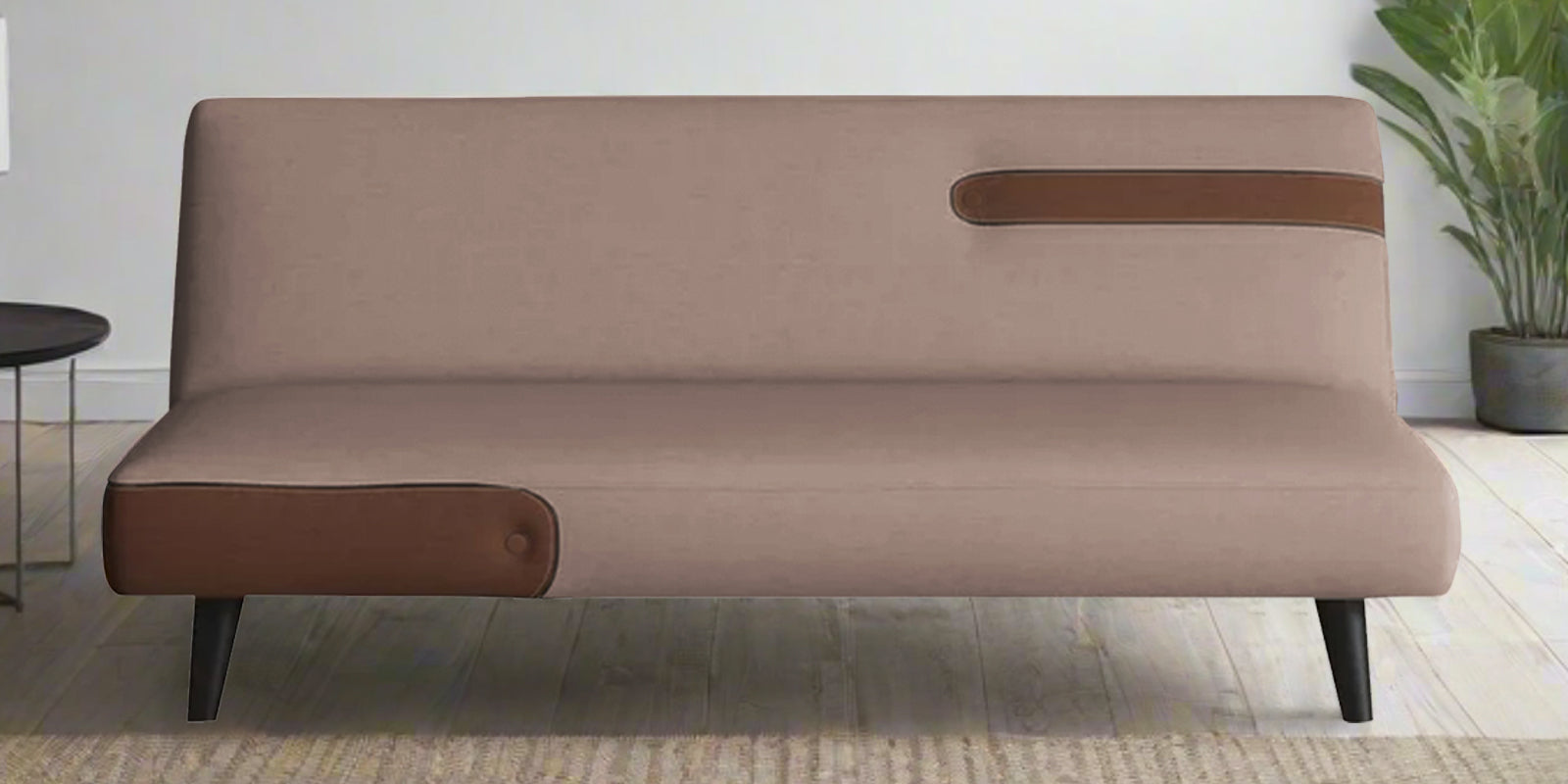 Vedan Fabric 3 Seater Convertible Sofa Cum Bed In Kadhi Beige Colour - Febonic Living