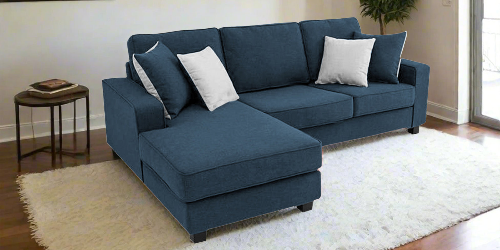 Ladybug Fabric RHS Sectional Sofa (2+Lounger) In Light Blue Colour - Febonic Living