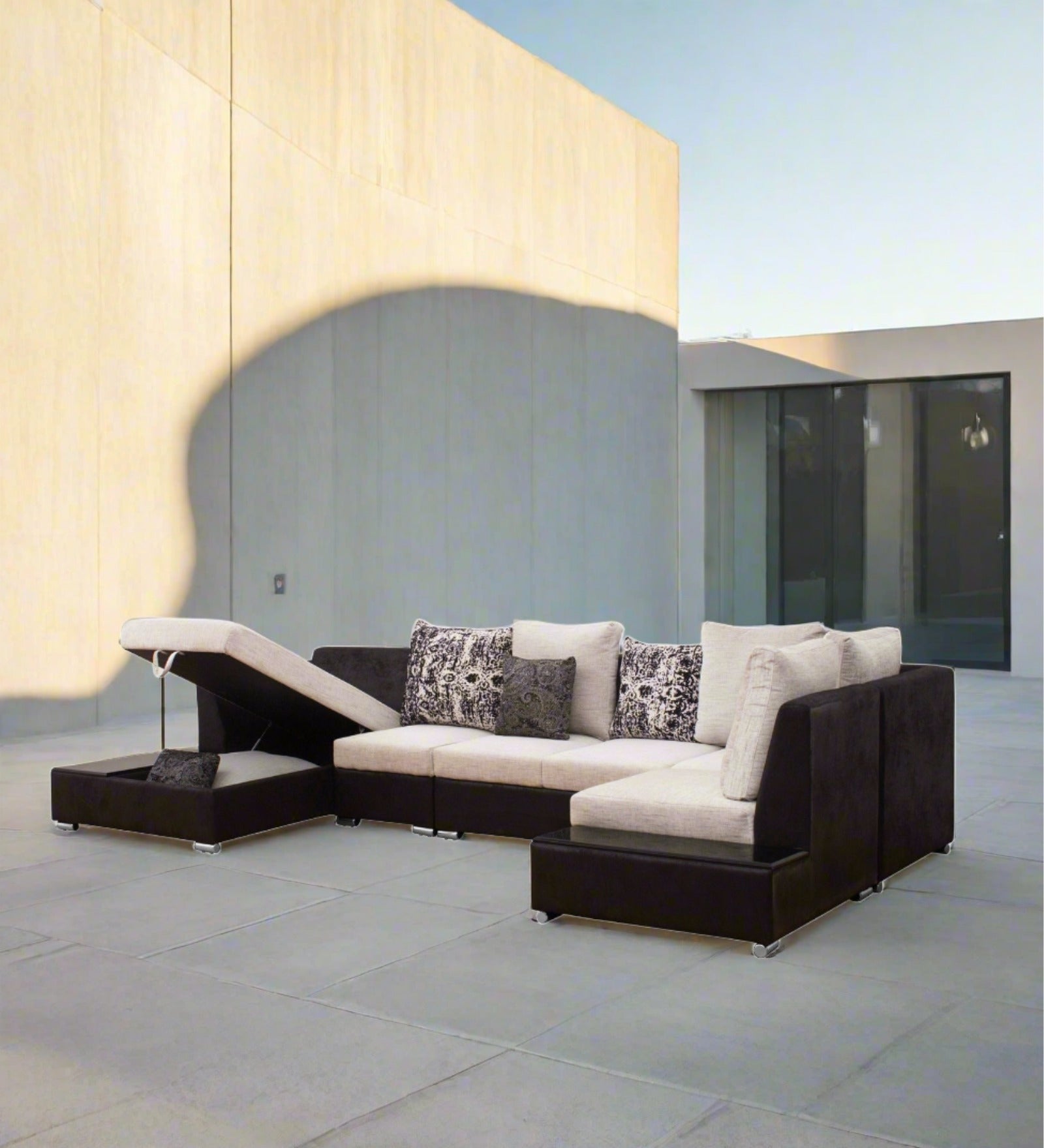 Mabel Fabric 8 Seater LHS Corner Sofa In Ivory Cream Colour - Febonic Living