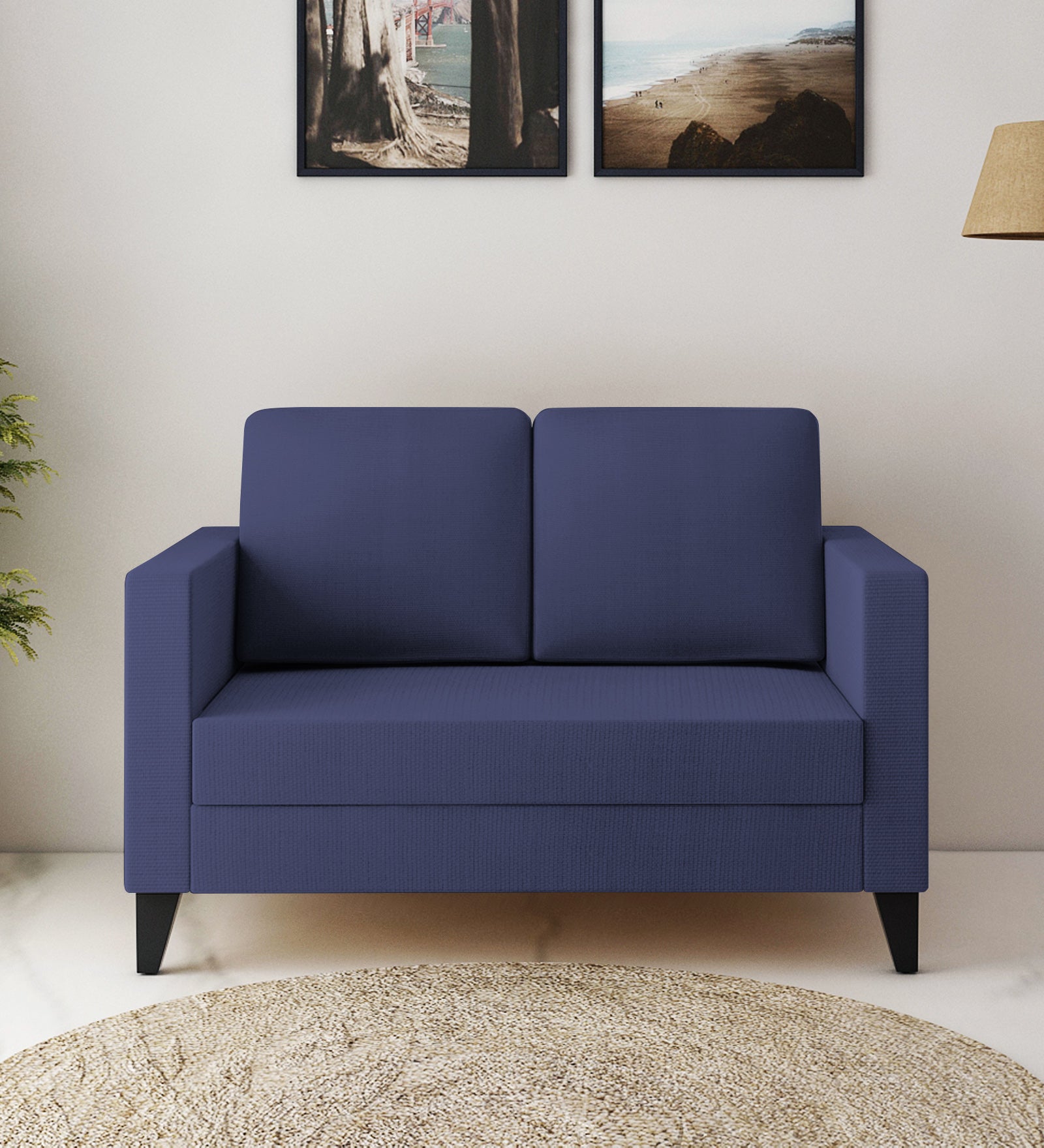 Nori Fabric 2 Seater Sofa In Slate Blue Colour - Febonic Living