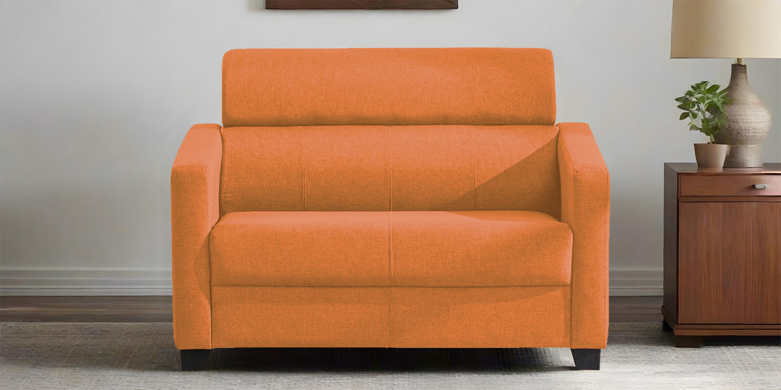 Devo Fabric 2 Seater Sofa In Dark Orange Colour - Febonic Living
