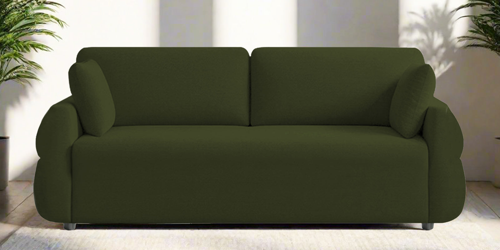 Jack Fabric 3 Seater Sofa In Olive Green Colour - Febonic Living