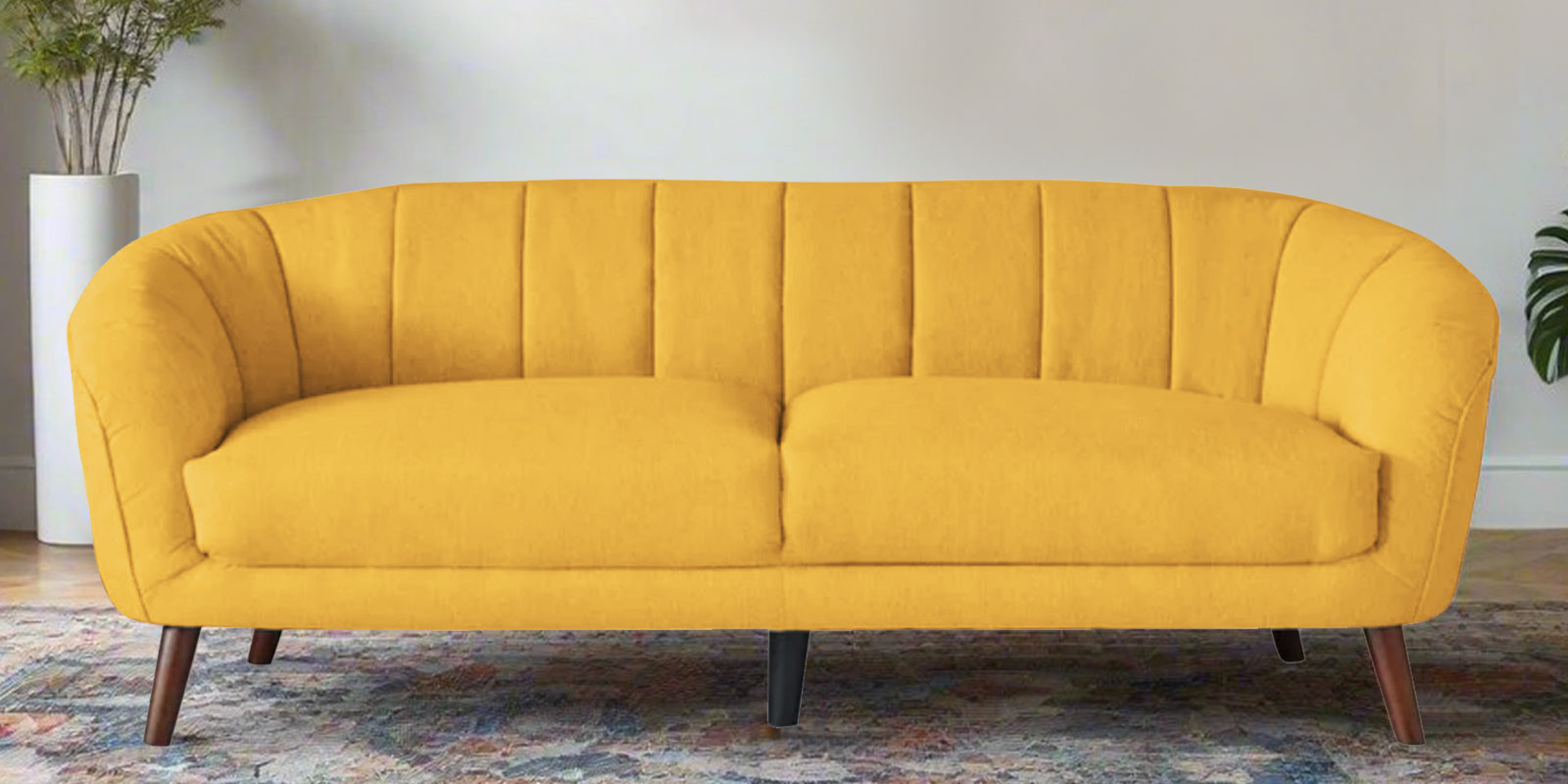 Benjamin Fabric 3 Seater Sofa In Bold Yellow Colour - Febonic Living