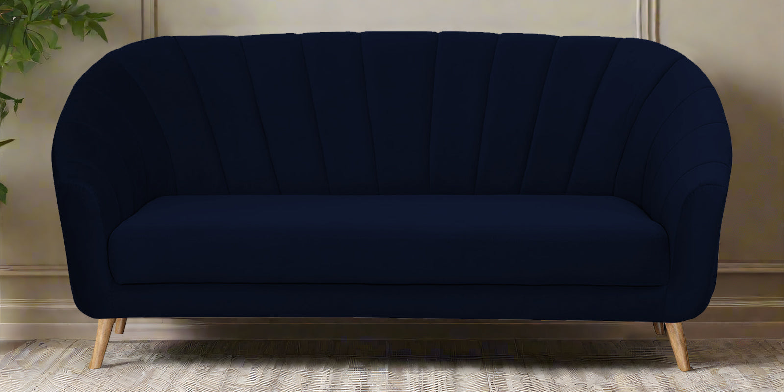 Kaylee Velvet 3 Seater Sofa In Dark Blue Colour - Febonic Living