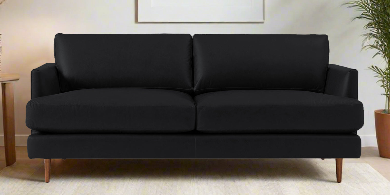 Sterio Leatherette 2 Seater Sofa In Light Black Colour - Febonic Living