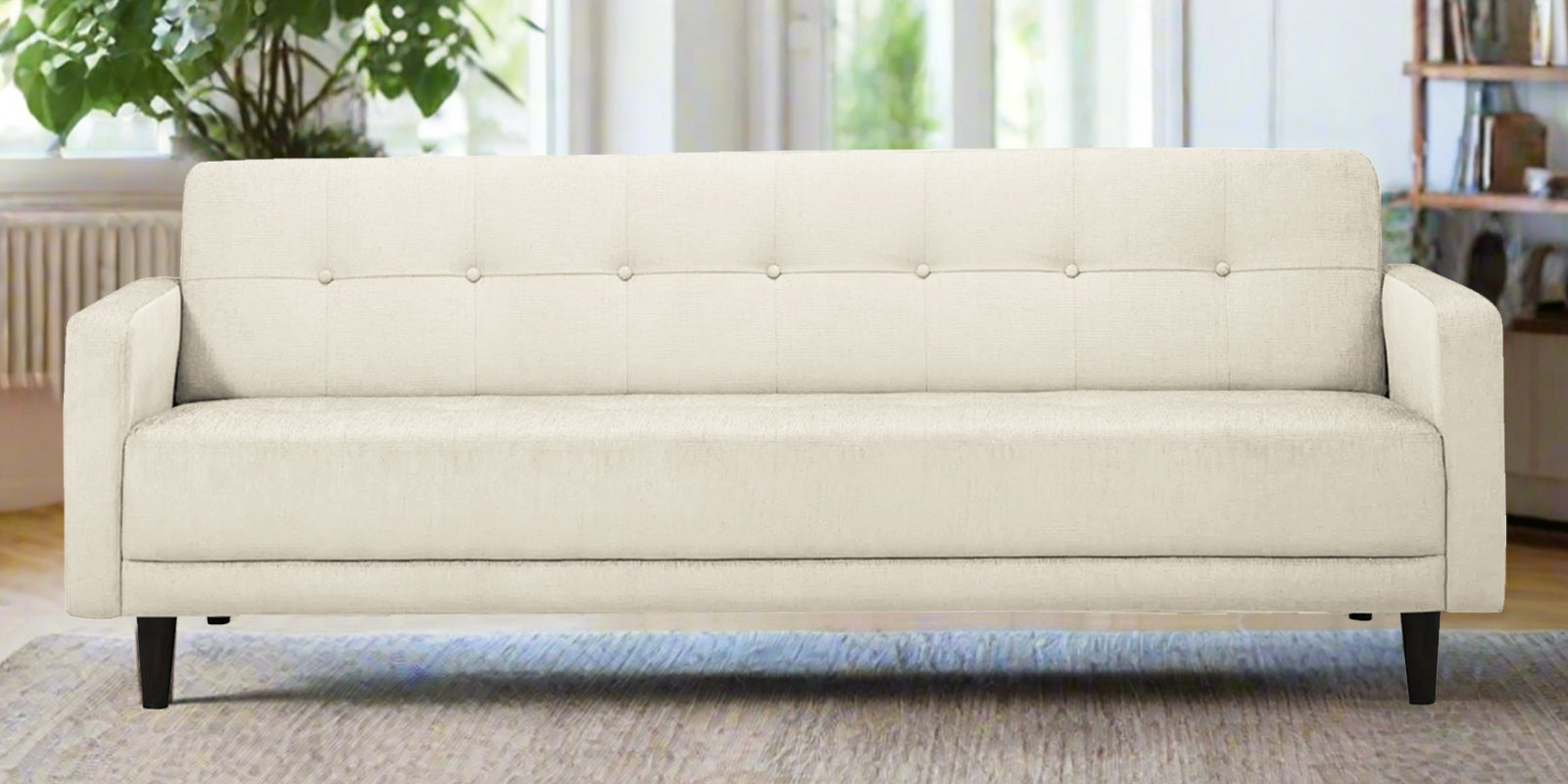 Noha Fabric 3 Seater Sofa In Ivory Cream Colour