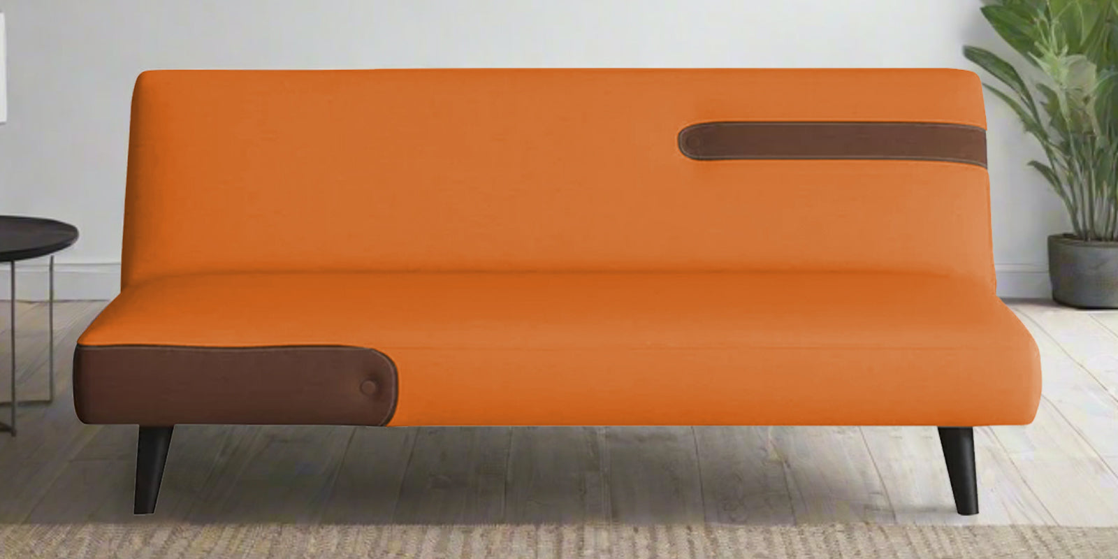 Vedan Fabric 3 Seater Convertible Sofa Cum Bed In Dark Orange Colour - Febonic Living