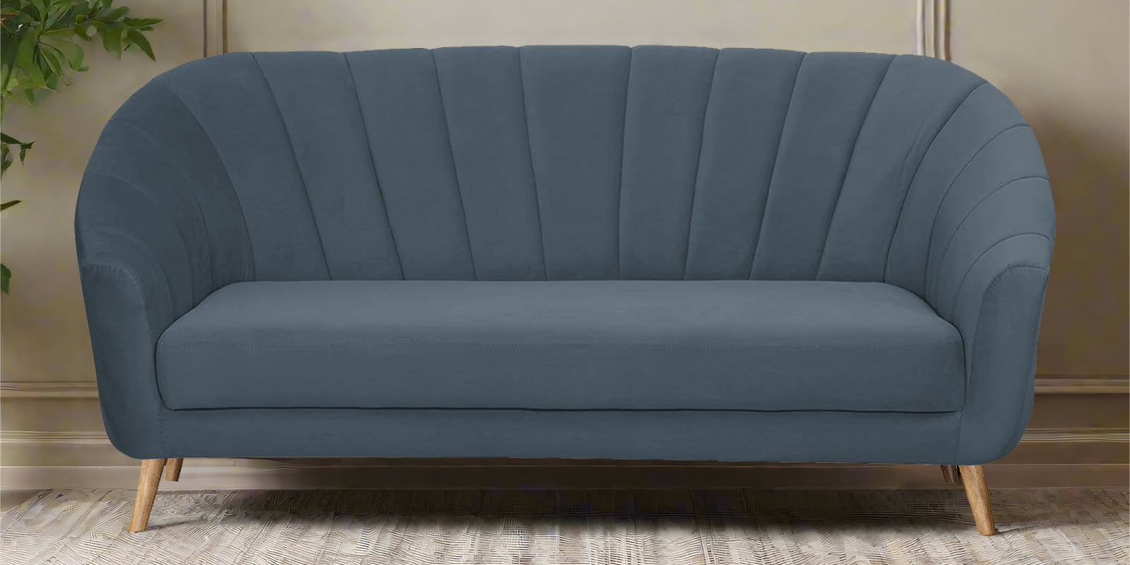 Kaylee Velvet 3 Seater Sofa In Oxford Blue Colour - Febonic Living