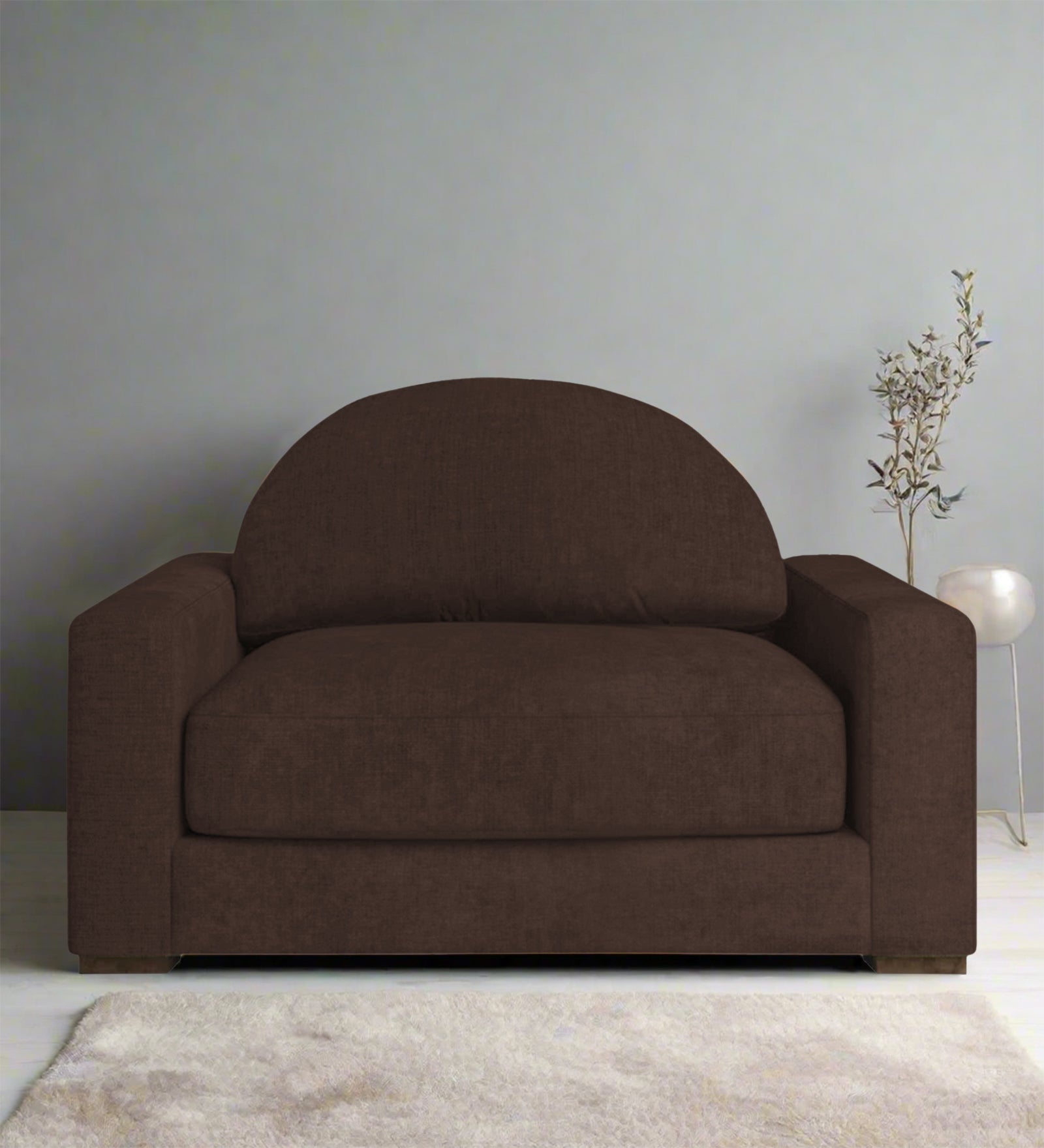 Dara Fabric 1 Seater Sofa In Coffee Brown Colour - Febonic Living