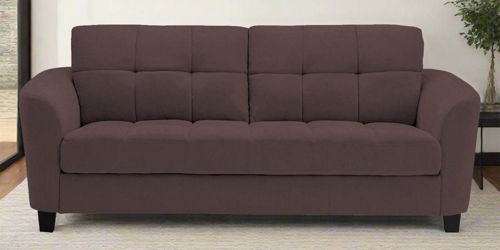 Mulan Fabric 2 Seater Sofa In Night Brown Colour - Febonic Living