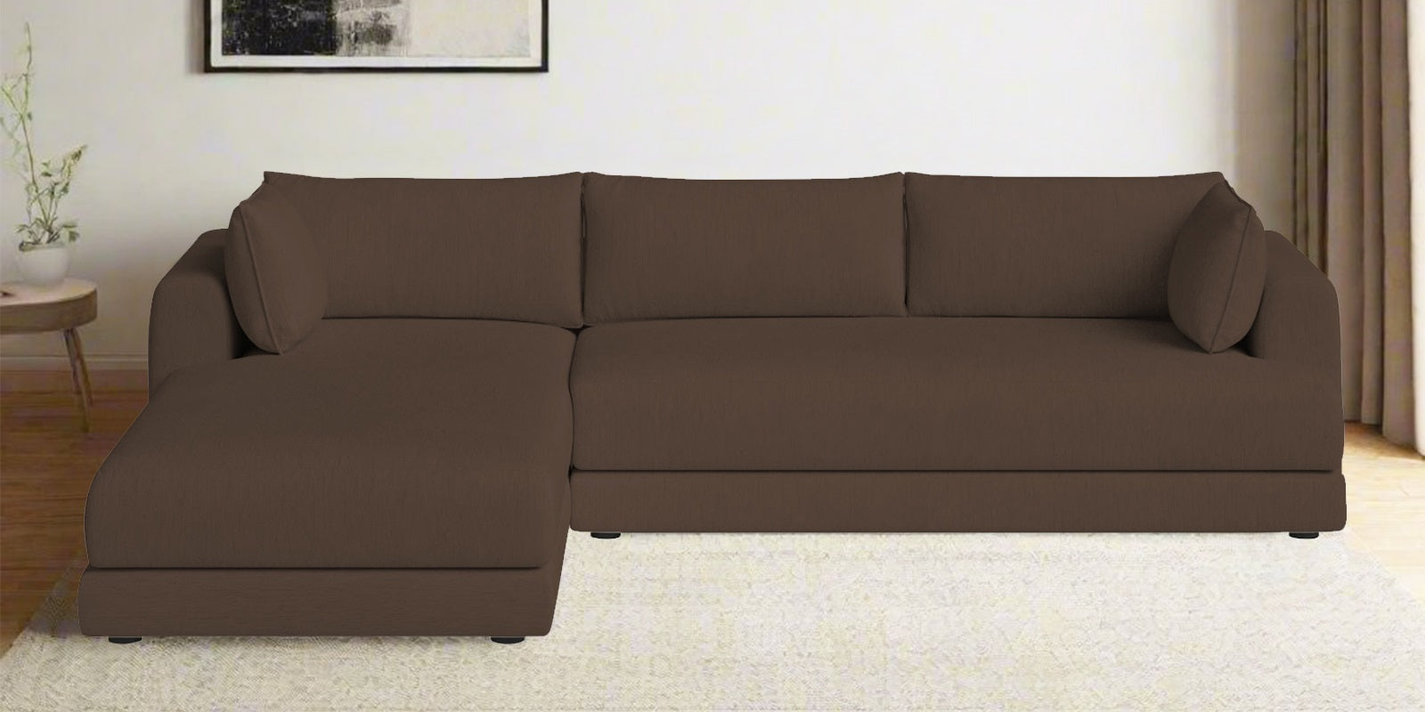 Ziggy Fabric RHS Sectional Sofa (3+Lounger) In Rosy Brown Colour - Febonic Living