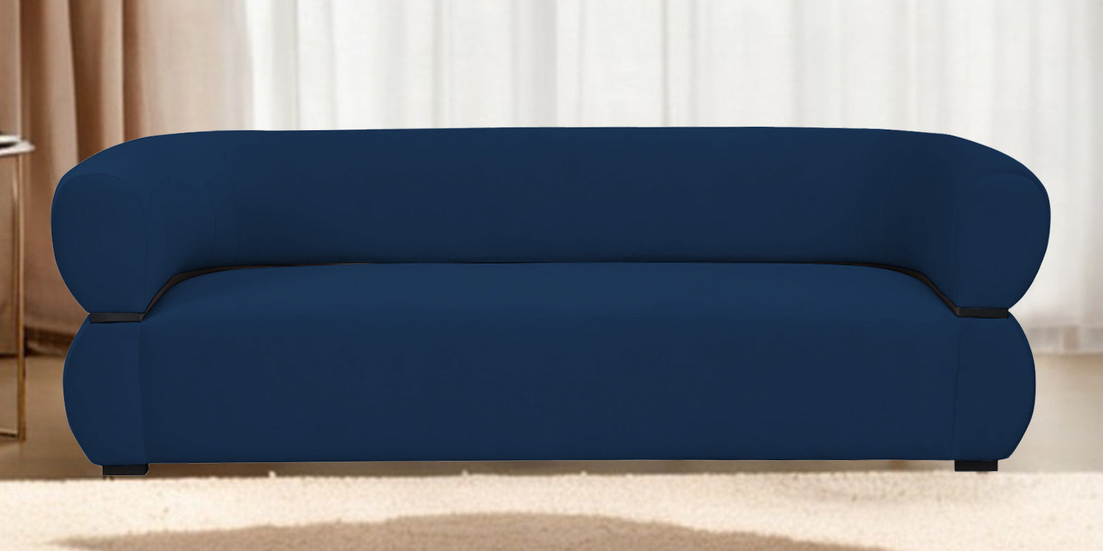 Kula Velvet 3 Seater Sofa In Imperial Blue Colour - Febonic Living