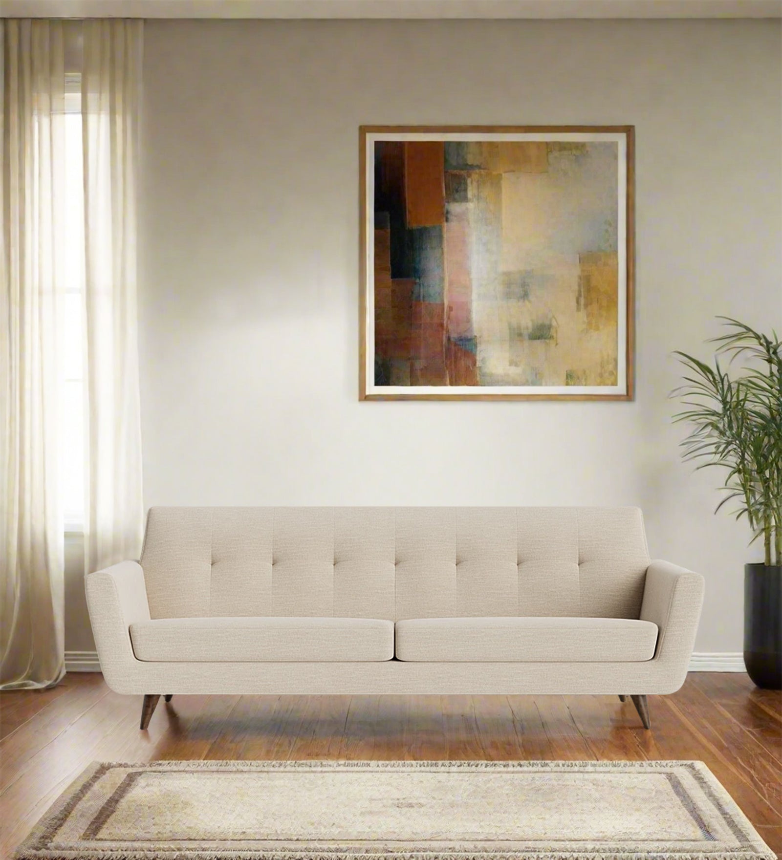 Jasmin Fabric 3 Seater Sofa In Ivory Cream Colour - Febonic Living