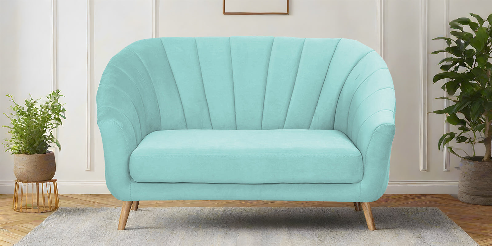 Kaylee Velvet 2 Seater Sofa In Barmunda Aqua Colour - Febonic Living