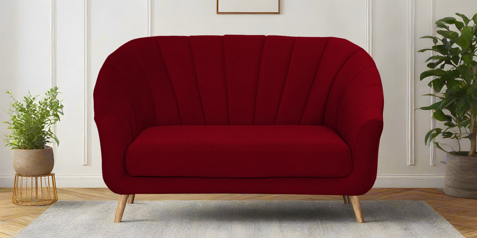 Kaylee Velvet 2 Seater Sofa In Cherry Red Colour - Febonic Living