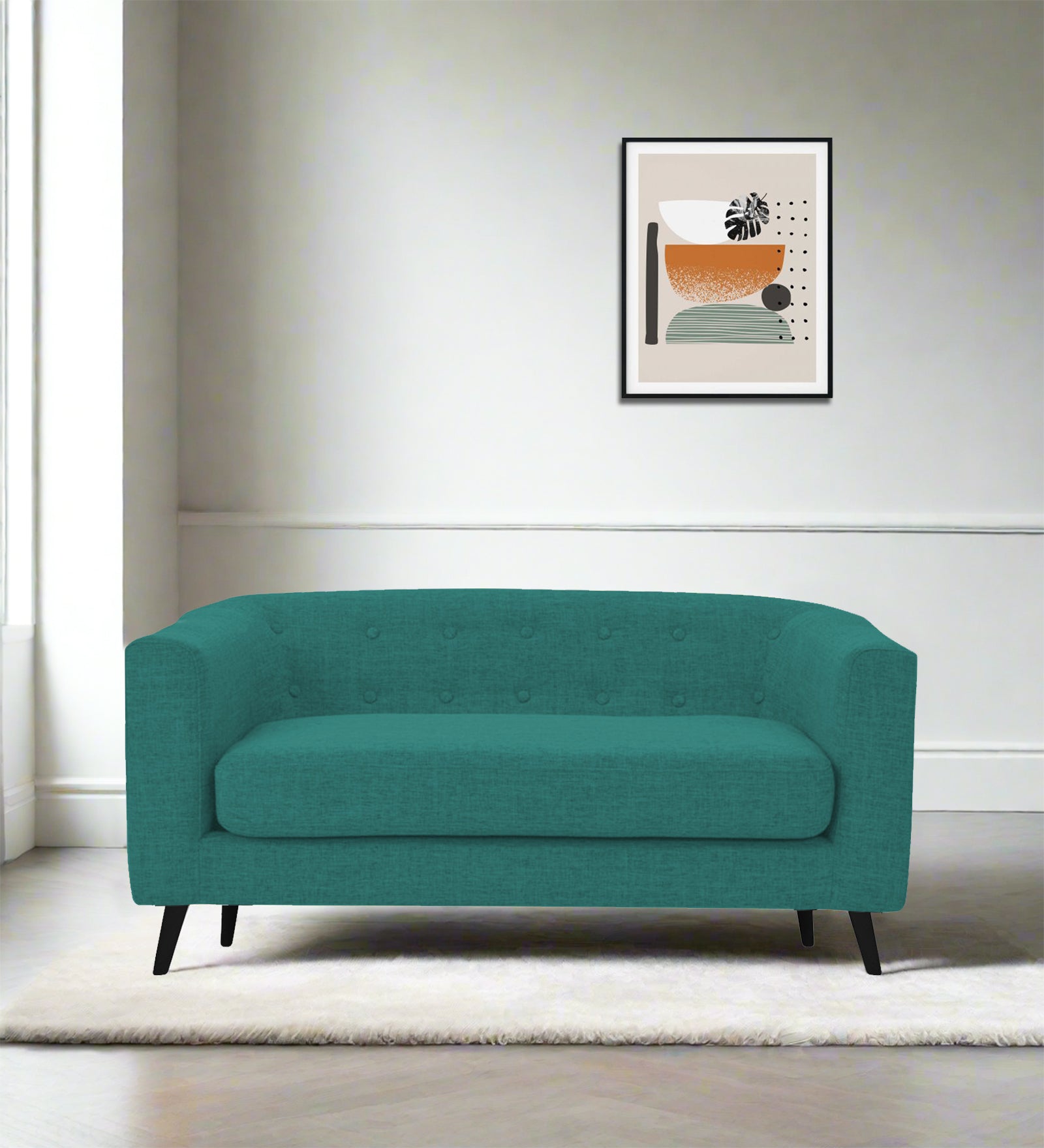Casper Fabric 2 Seater Sofa In Sea Green Colour - Febonic Living
