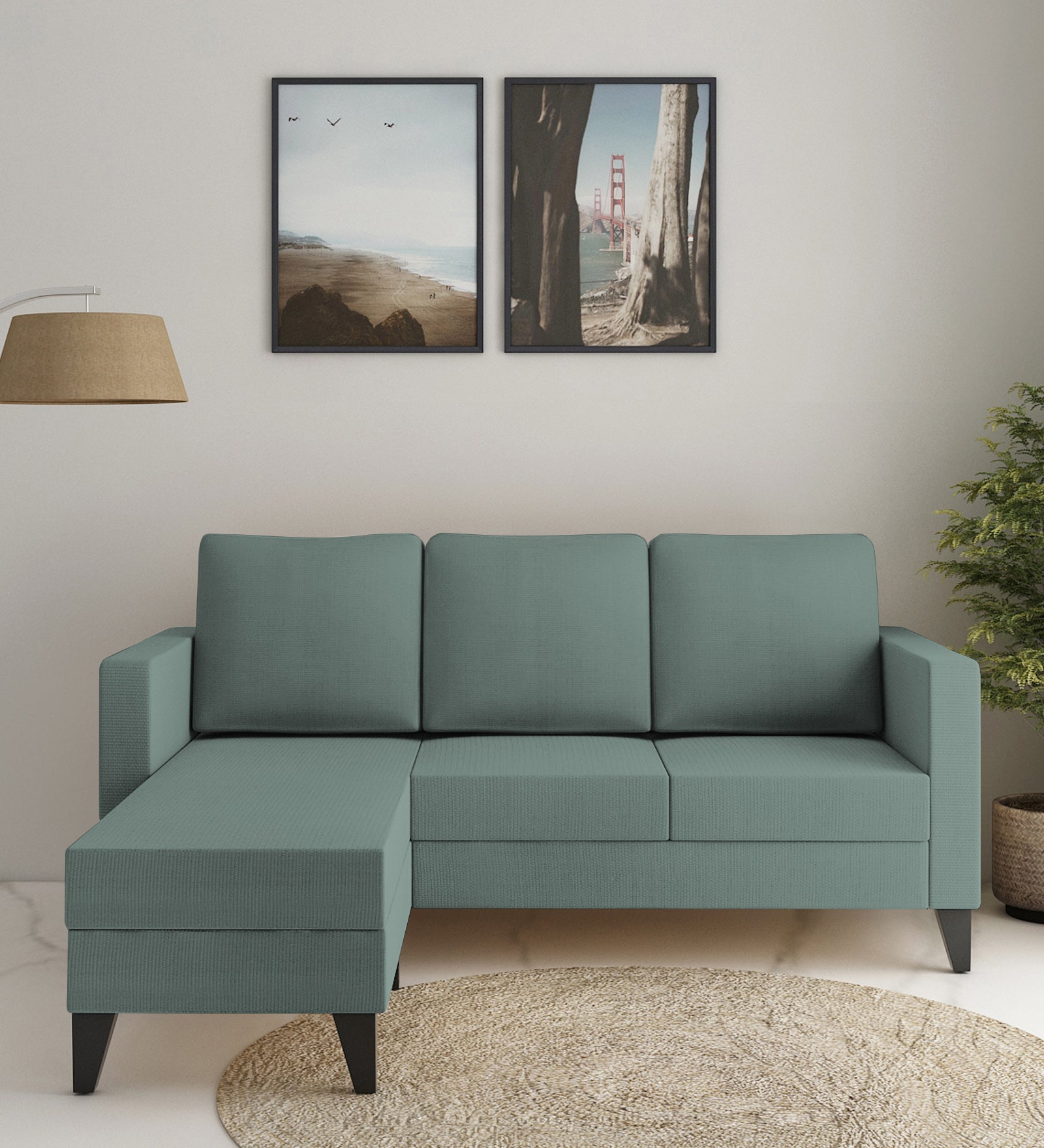 Nori Fabric RHS Sectional Sofa (2+Lounger) In Suka Blue Colour - Febonic Living